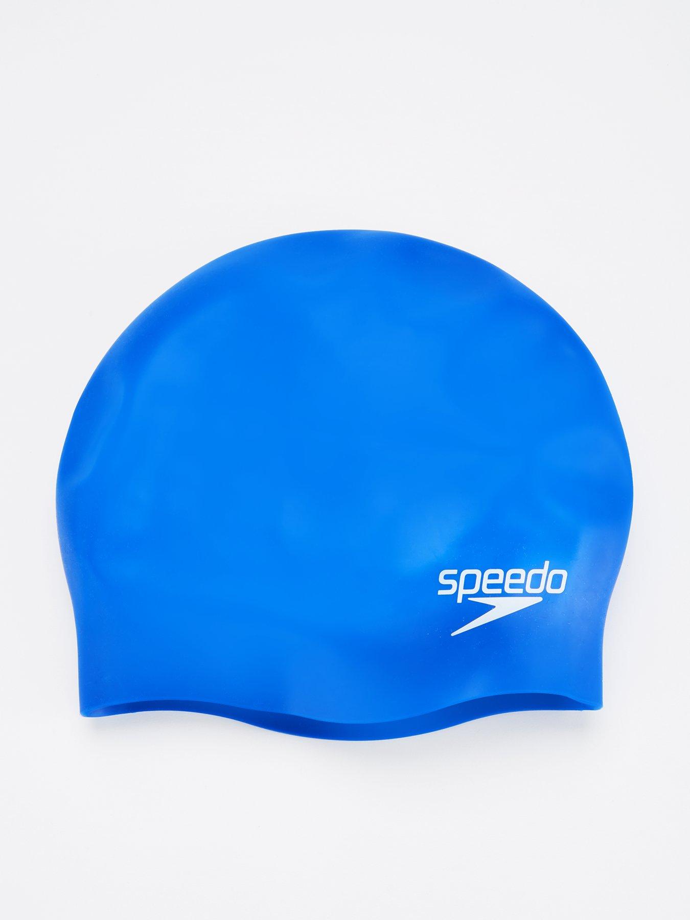 speedo-junior-boys-plain-moulded-silicone-swimming-cap-blue