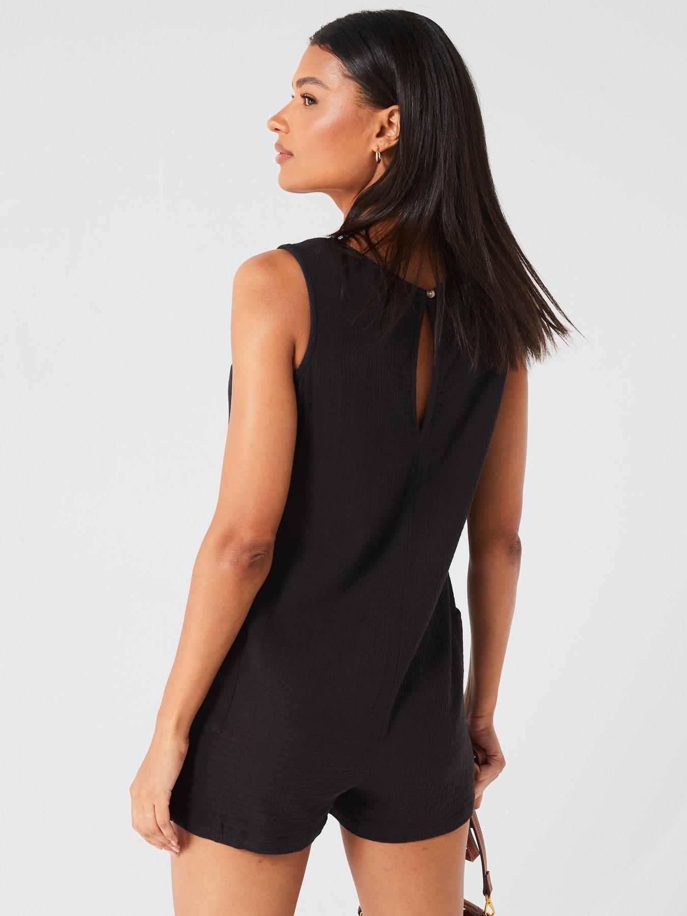 v-by-very-cheesecloth-sleeveless-loose-playsuit-blackstillFront