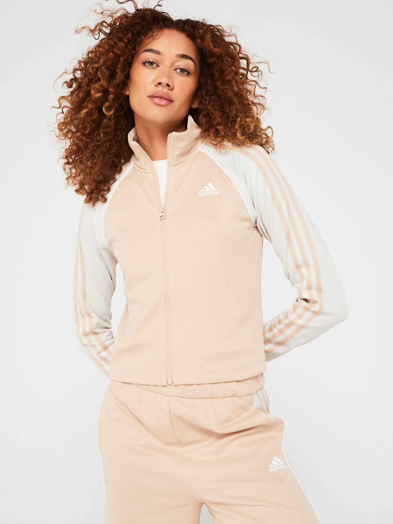 Womens Beige Tracksuit Women's Crop Hoodie Joggers Tracksuit