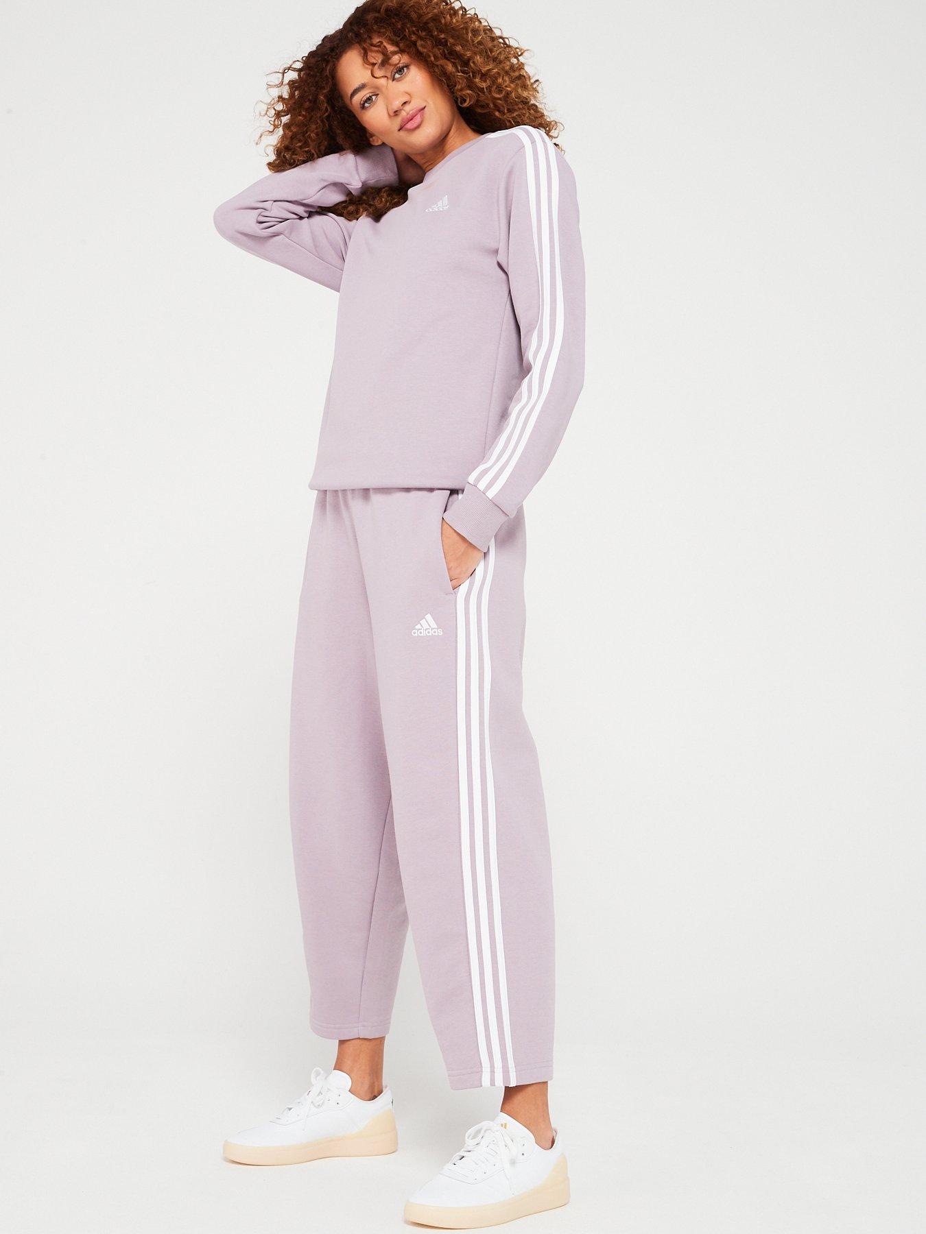 Womens 3 Stripe Open Hem Joggers Lilac