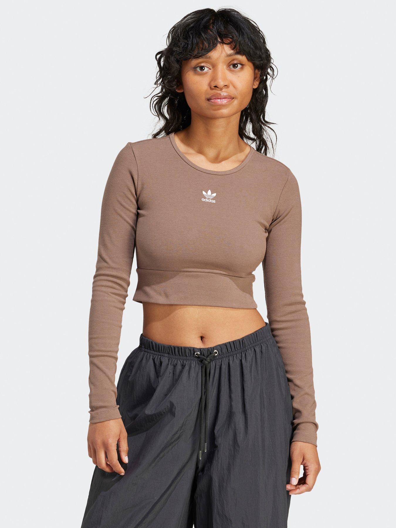 adidas-originals-womens-rib-long-sleeve-tee-brownfront