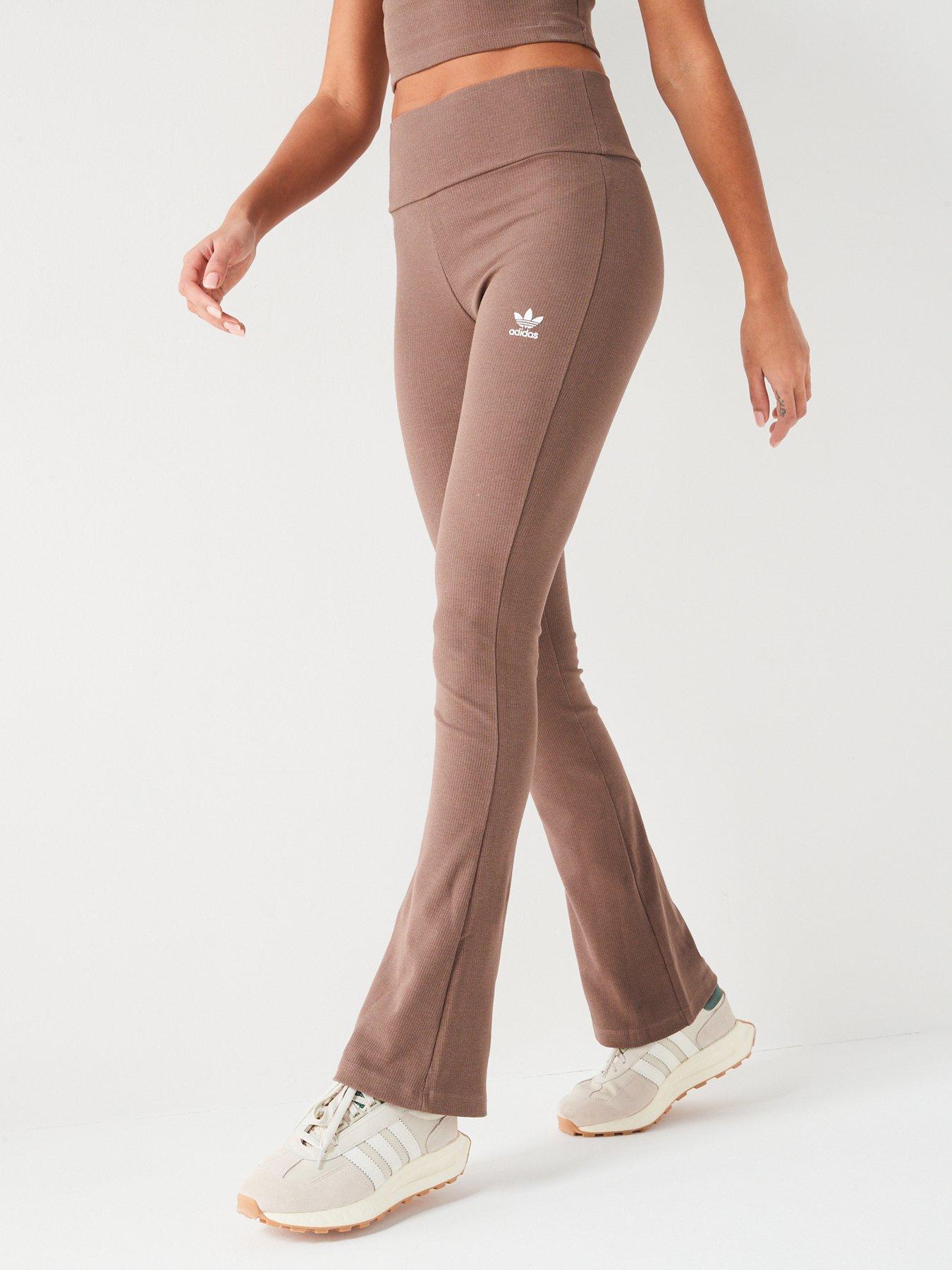 adidas Originals Womens Rib Flared Pant - Brown