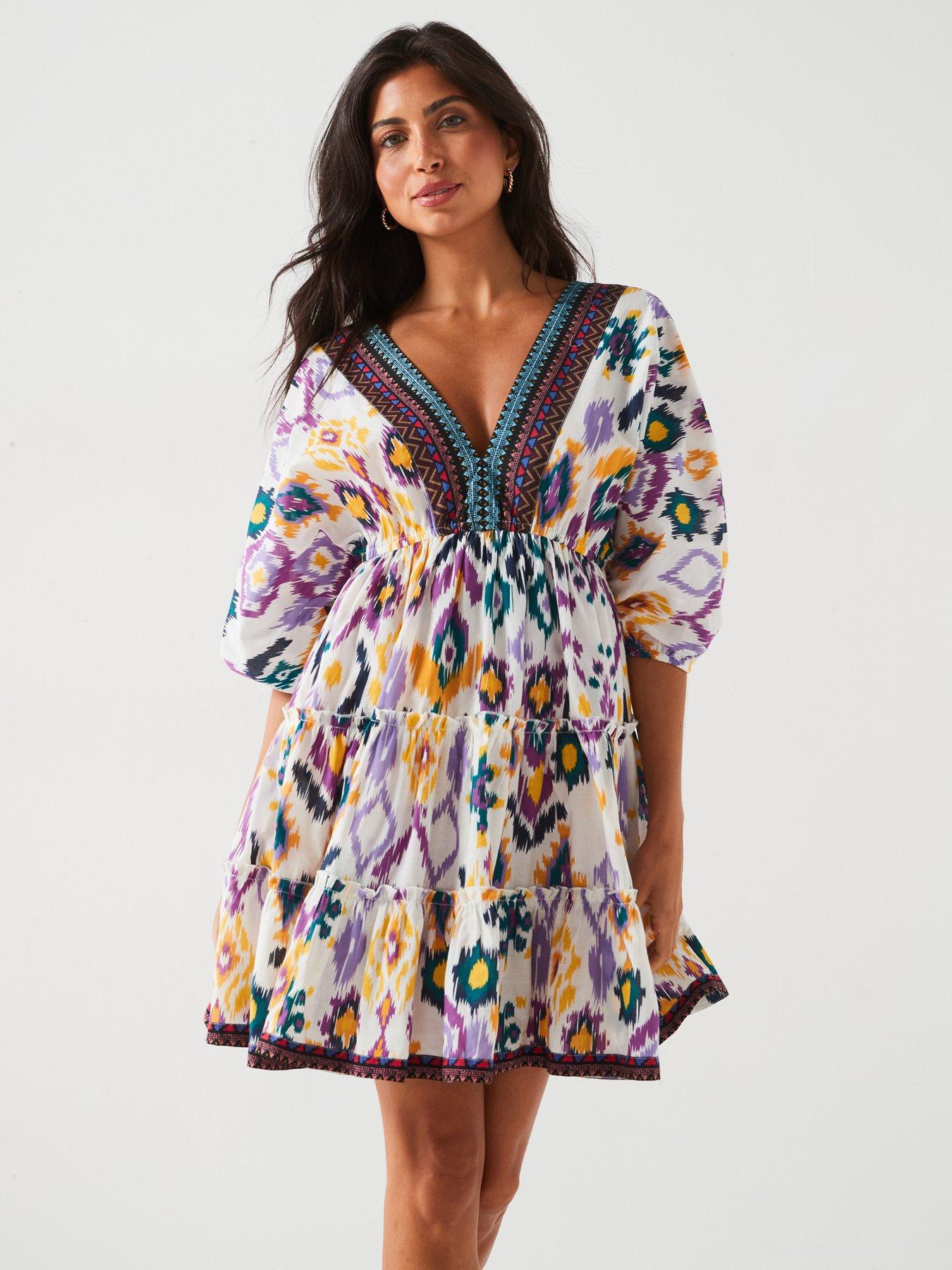 v-by-very-printed-v-neck-smock-beach-mini-dress-print