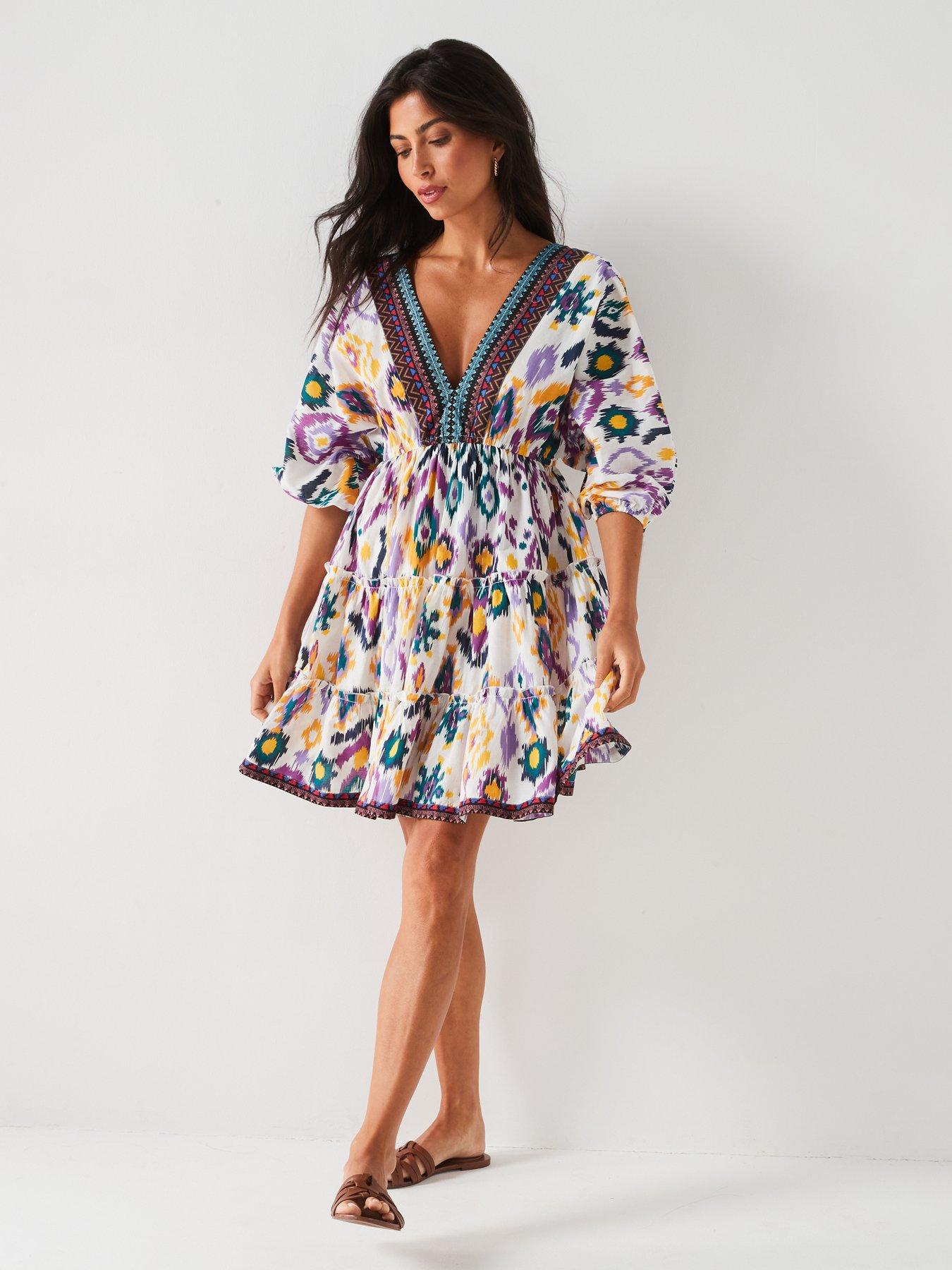 v-by-very-printed-v-neck-smock-beach-mini-dress-printback