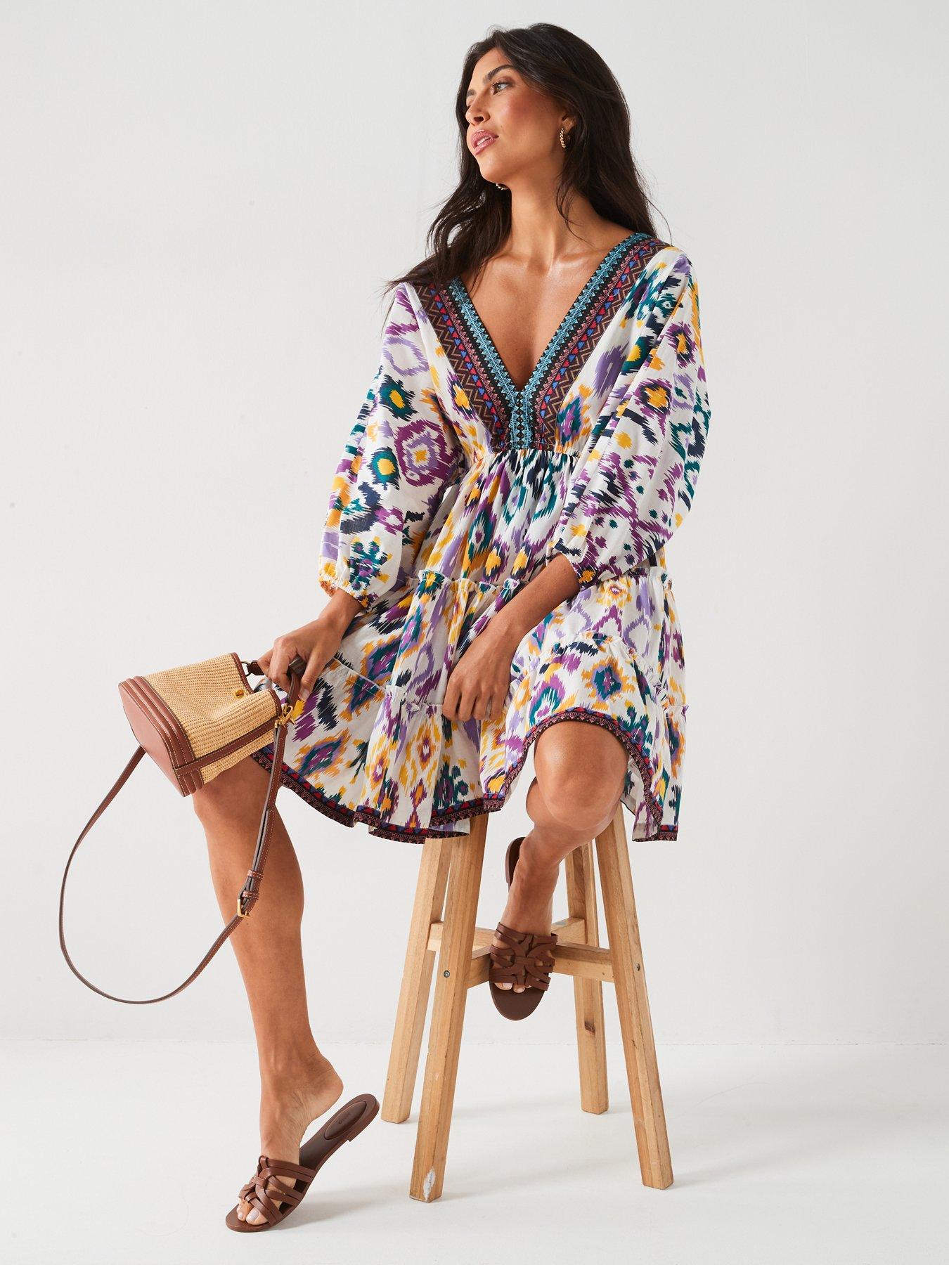 v-by-very-printed-v-neck-smock-beach-mini-dress-printoutfit