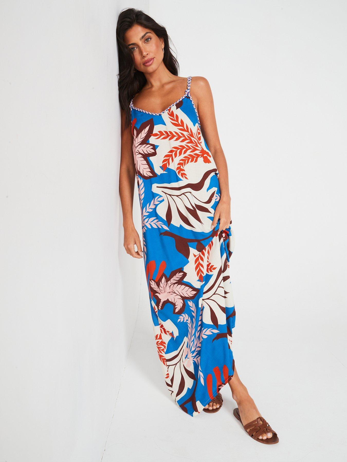 v-by-very-braided-strap-detail-midi-beach-dress-print