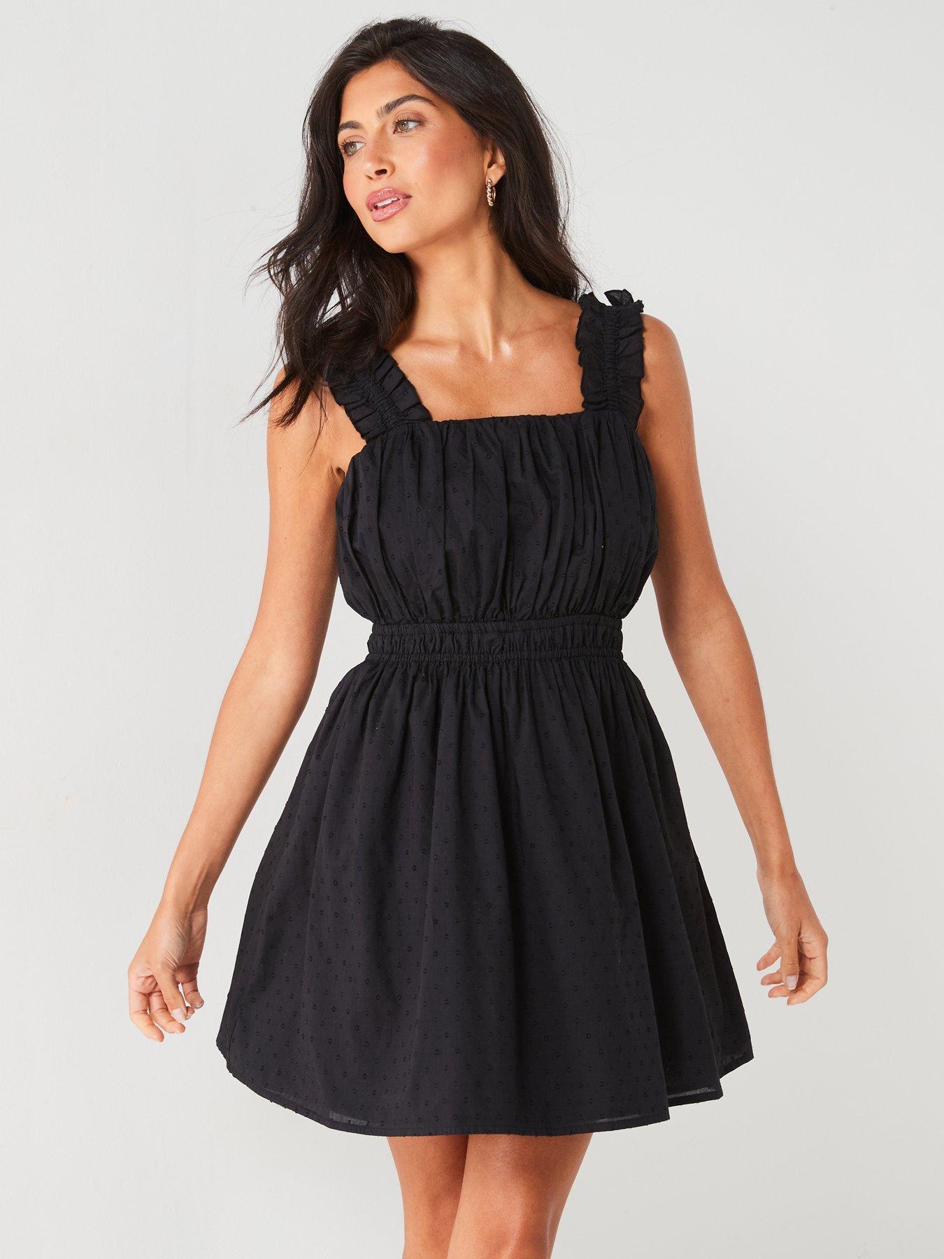 v-by-very-cotton-dobby-frill-shoulder-beach-dress-black