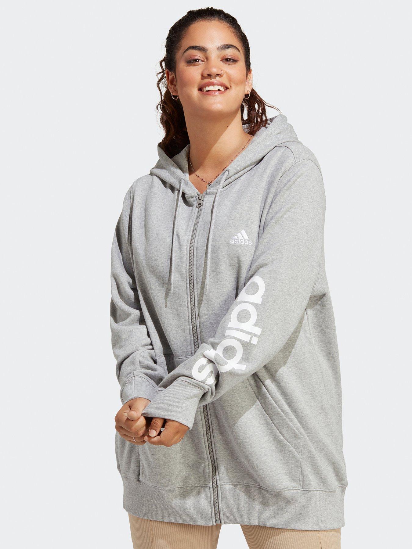 Womens Plus Size Full Zip Hoodie Grey