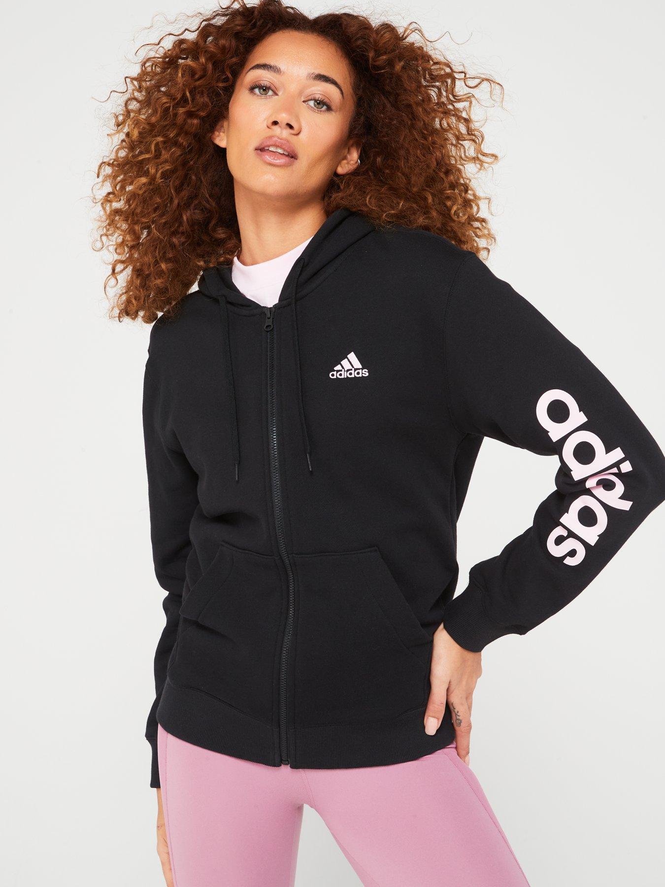 adidas Sportswear Womens Linear Full Zip Hoodie - Black/pink