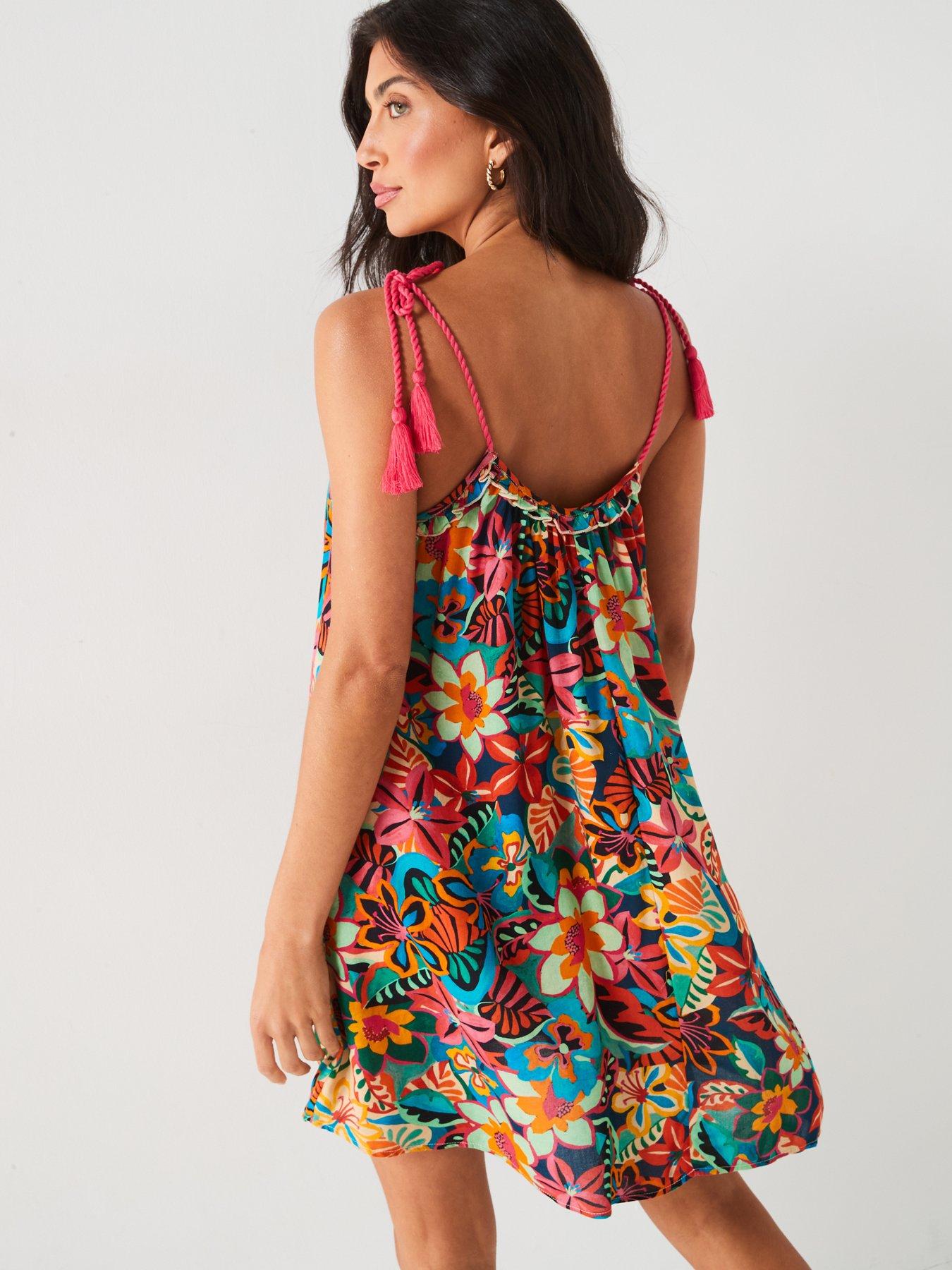 v-by-very-tie-shoulder-mini-beach-dress-multistillFront