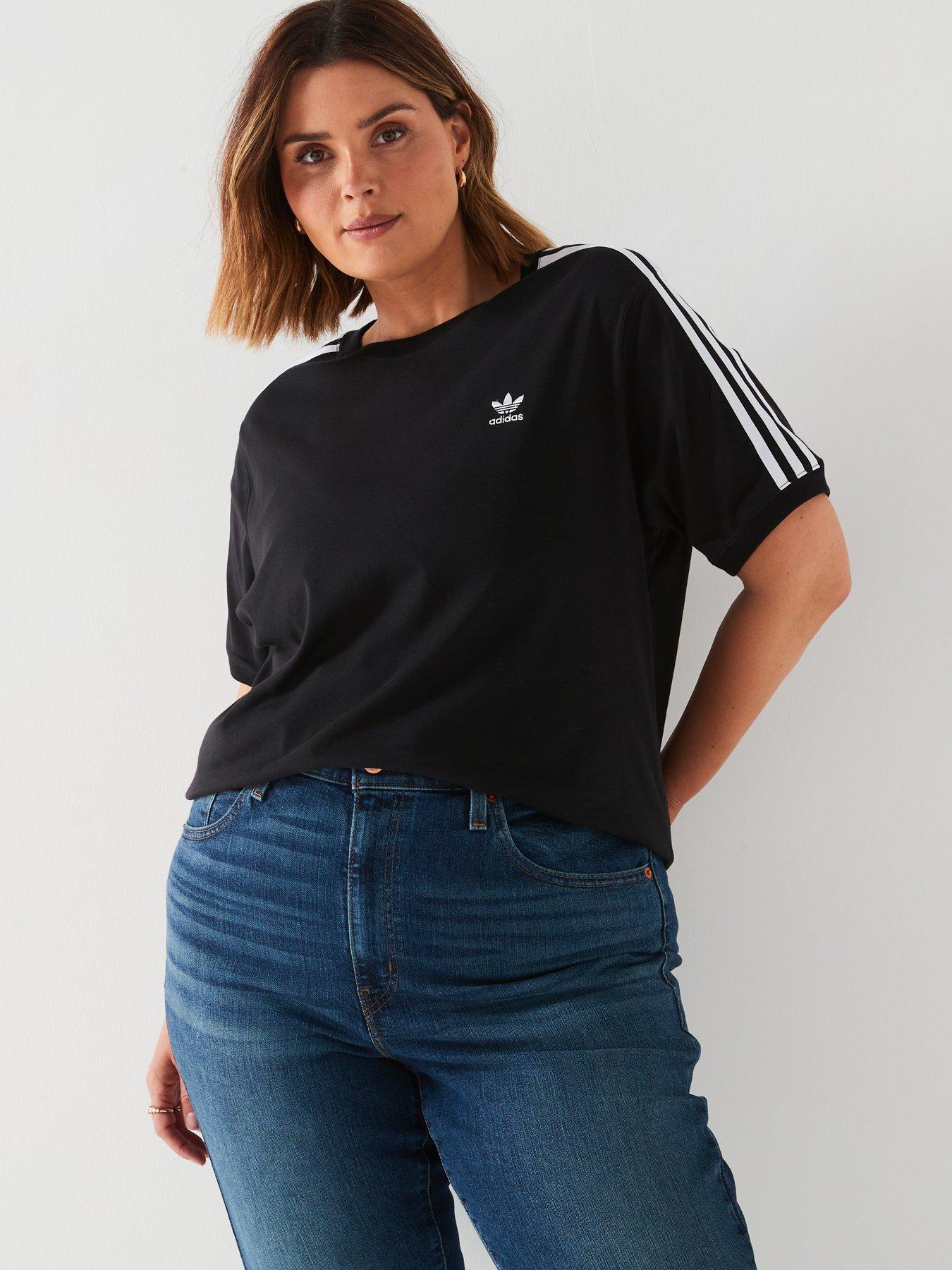 adidas-originals-womens-plus-size-3-stripe-tee-black