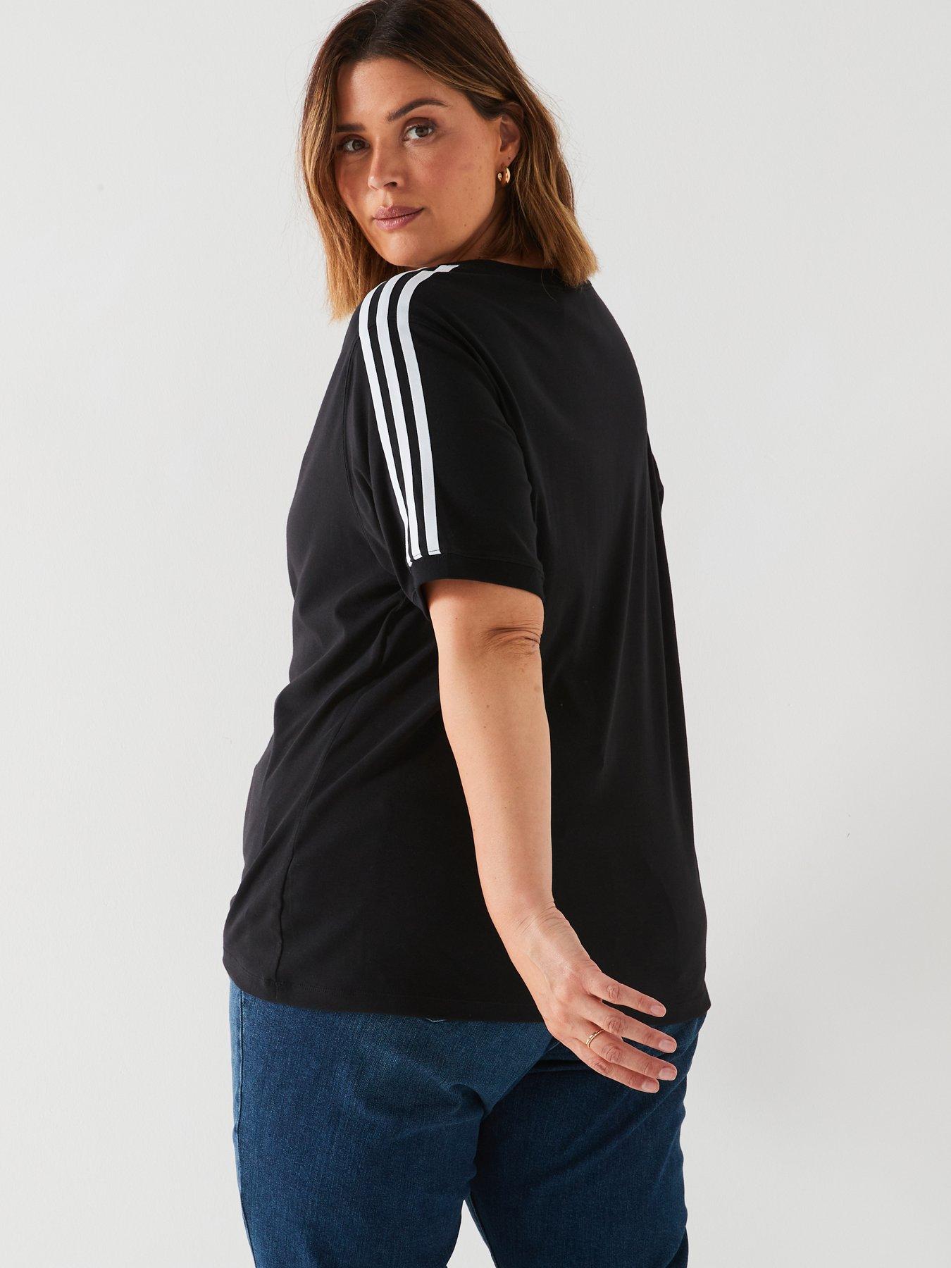 adidas-originals-womens-plus-size-3-stripe-tee-blackstillFront