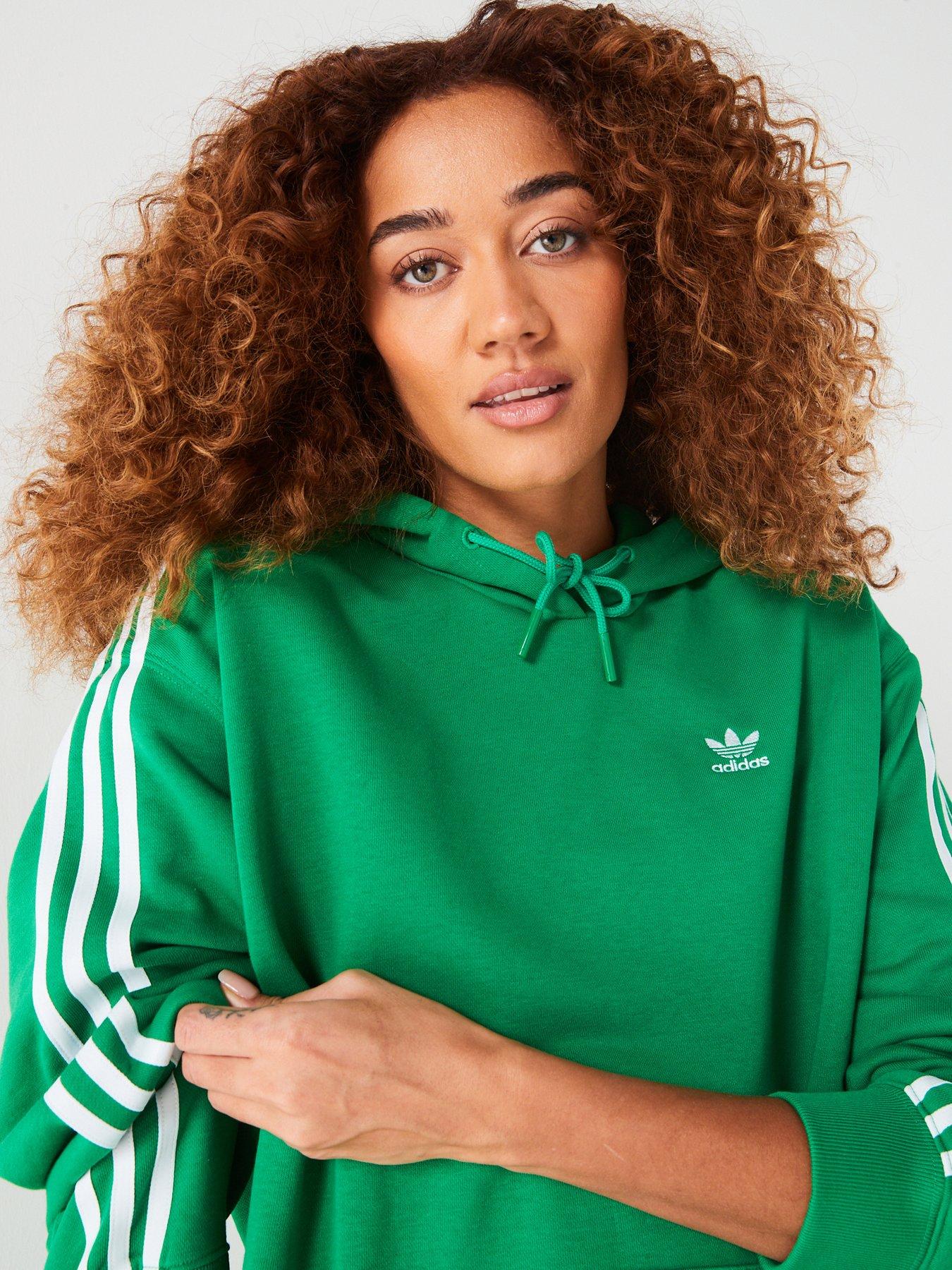 Womens 3 Stripe Oversized Hoodie Green