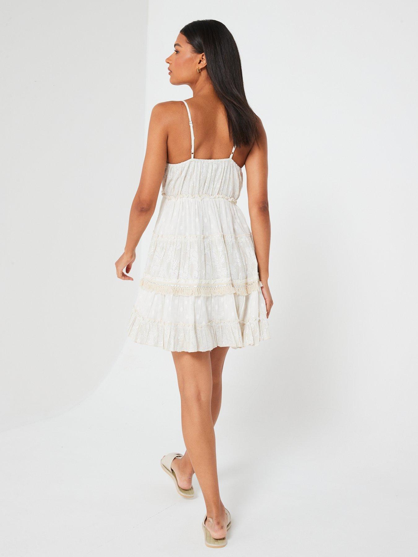 v-by-very-sequin-tiered-strappy-mini-beach-dress-whiteoutfit