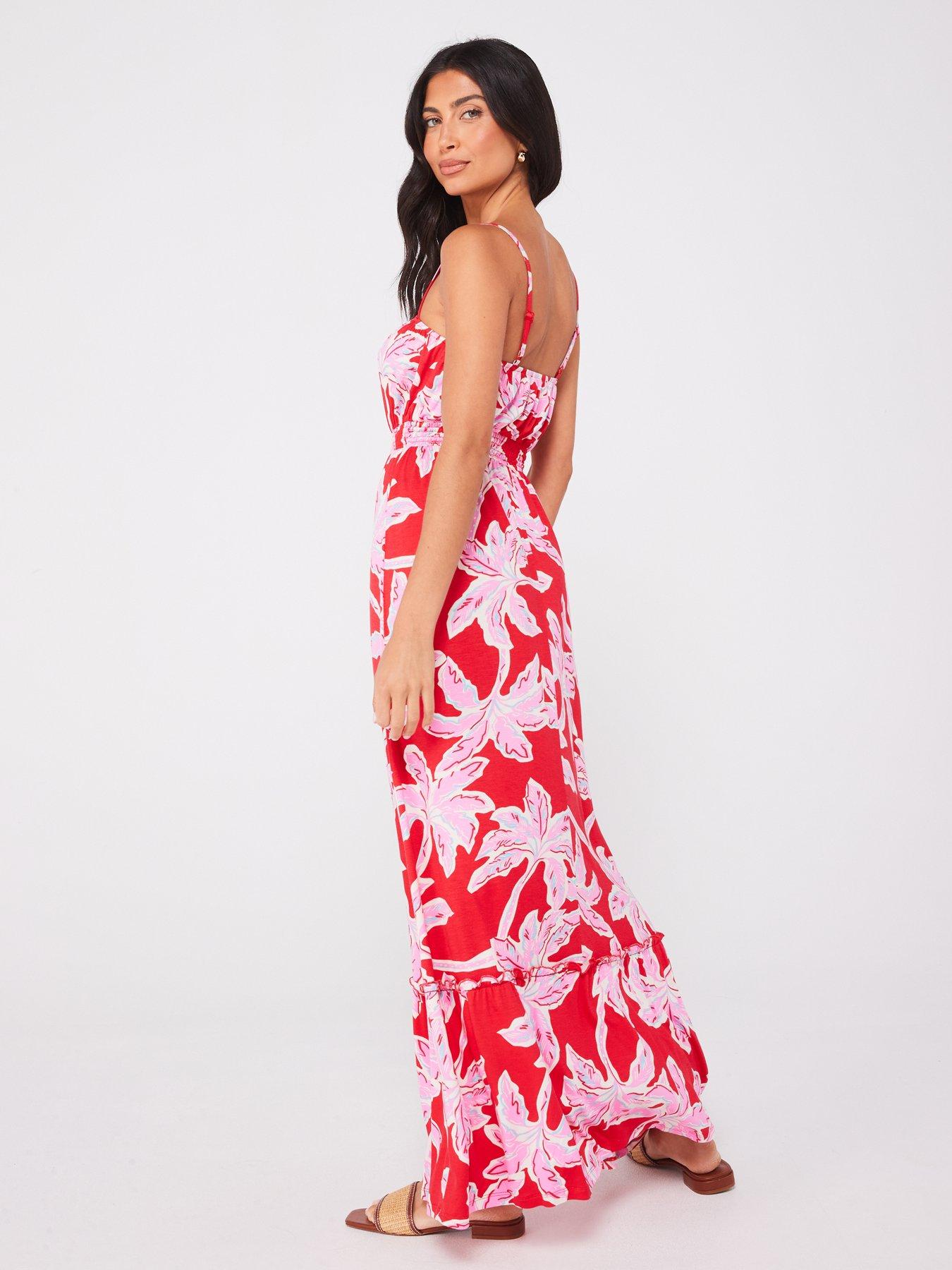 everyday-elastic-ruched-channel-maxi-beach-dress-redstillFront