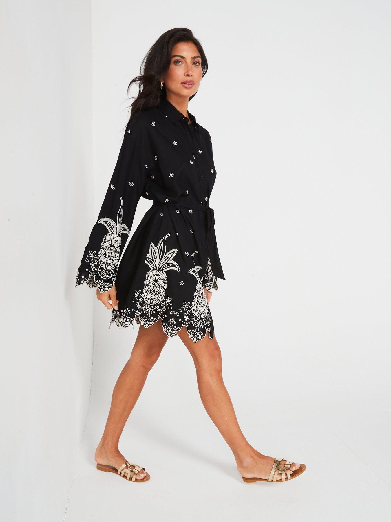 v-by-very-pineapple-embroidered-beach-shirt-dress-blackback