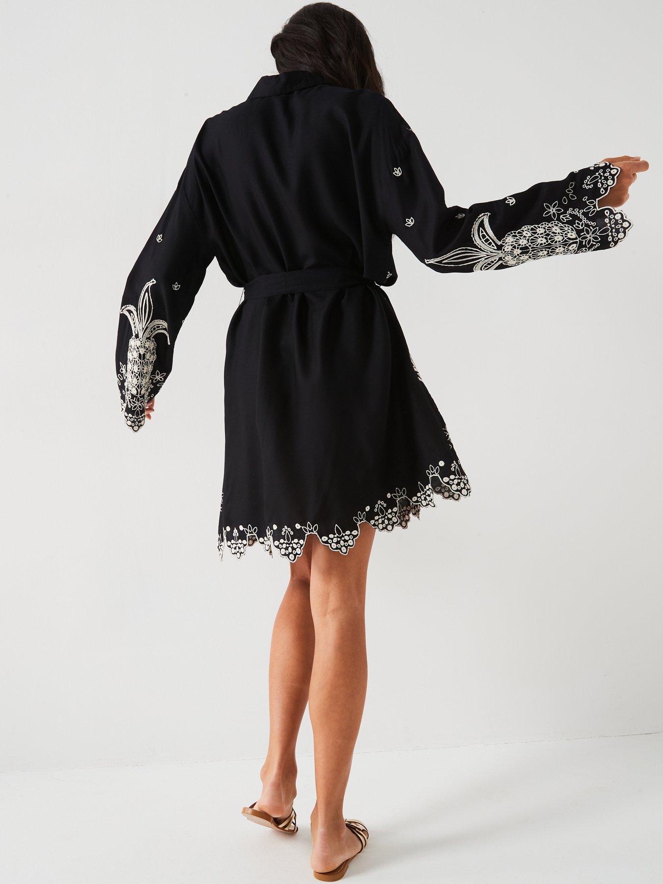 v-by-very-pineapple-embroidered-beach-shirt-dress-blackdetail