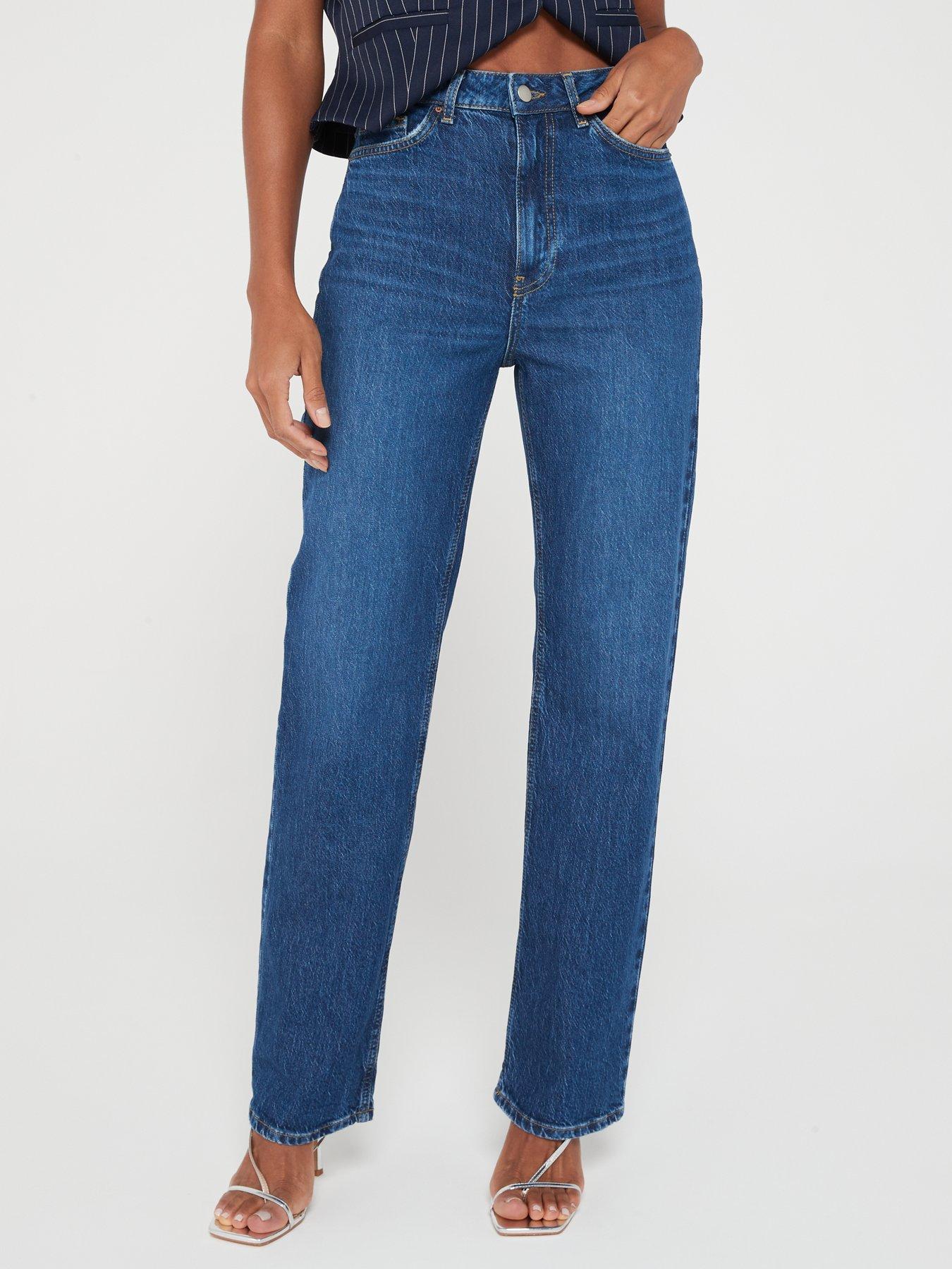 Image of V by Very Wide Leg Jeans with Stretch - Dark Wash