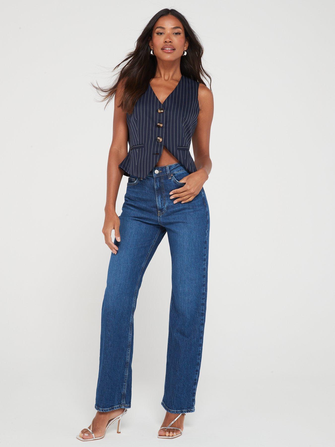 Image 3 of 6 of V by Very Wide Leg Jeans with Stretch - Dark Wash