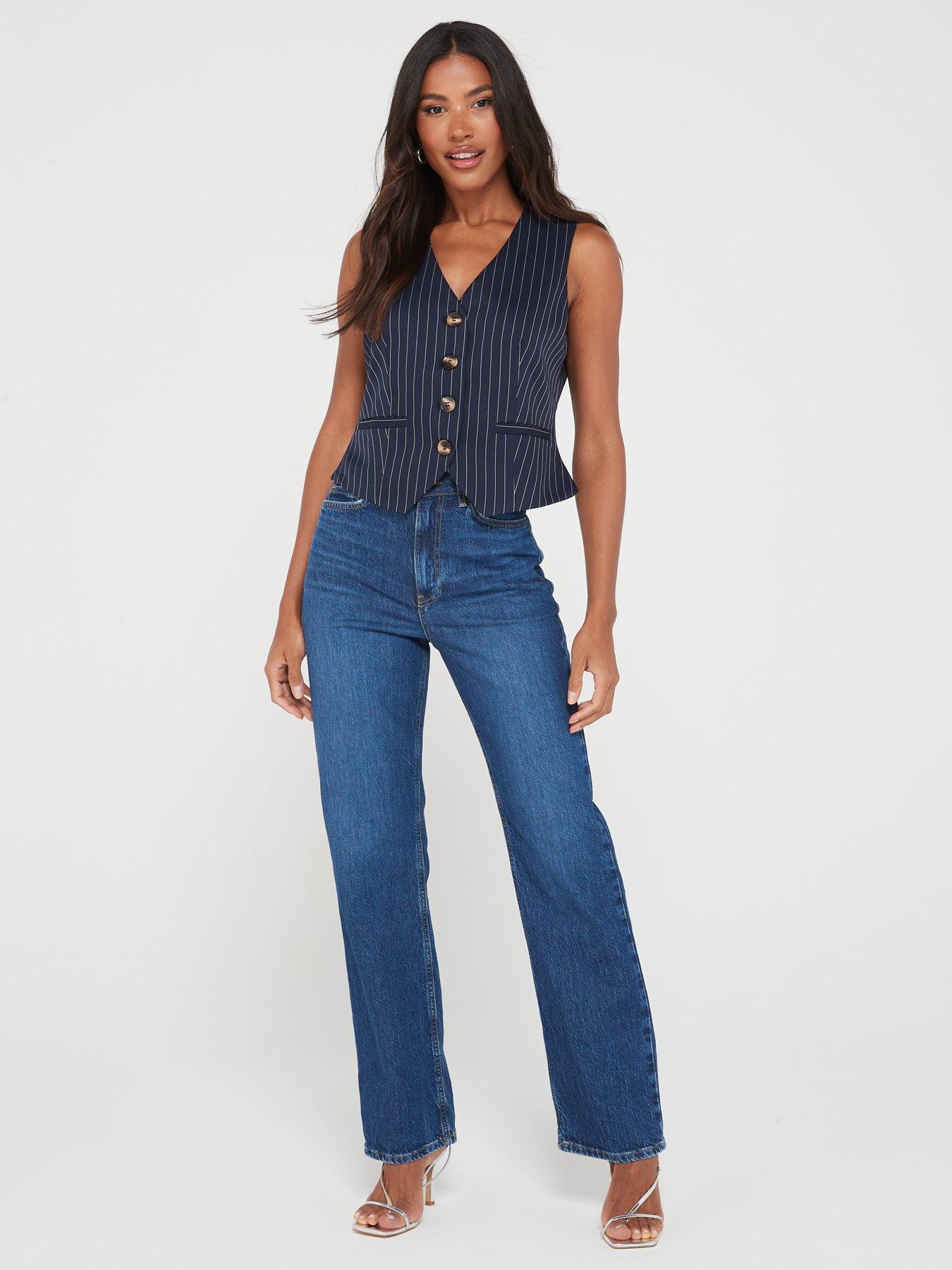 Image 6 of 6 of V by Very Wide Leg Jeans with Stretch - Dark Wash