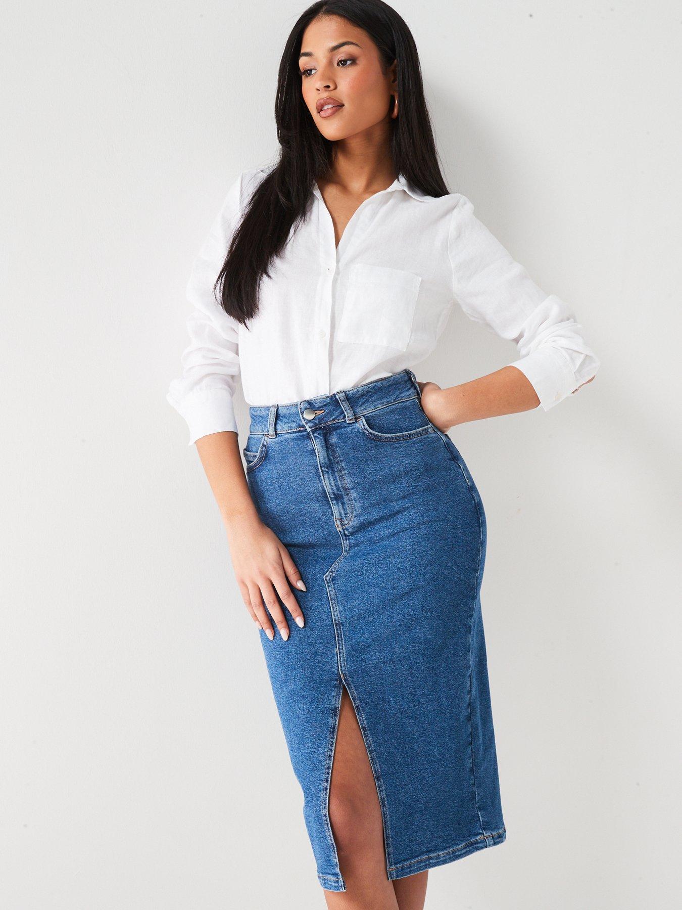 v-by-very-split-front-denim-midi-skirtdetail