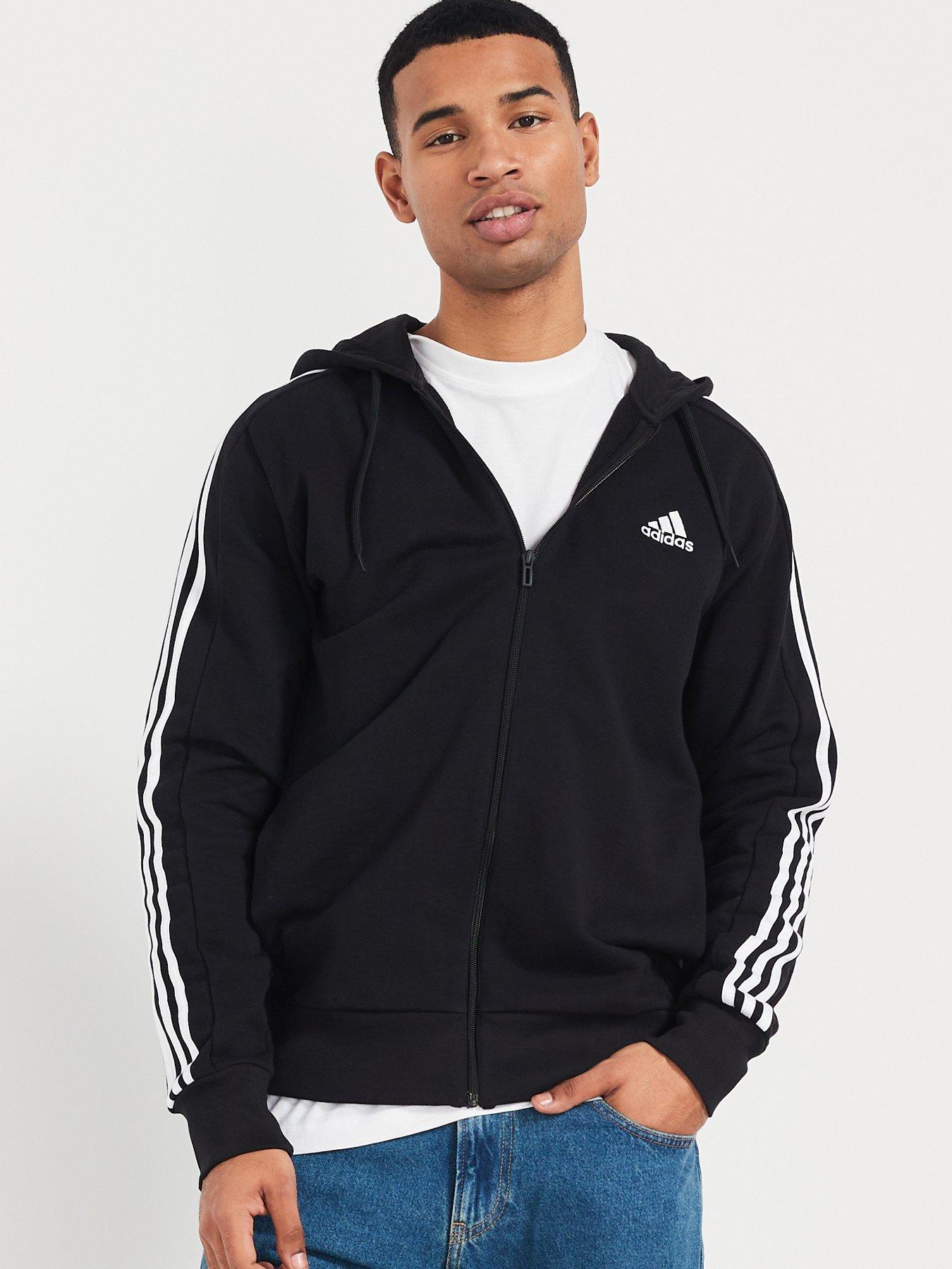 Adidas track top black sale