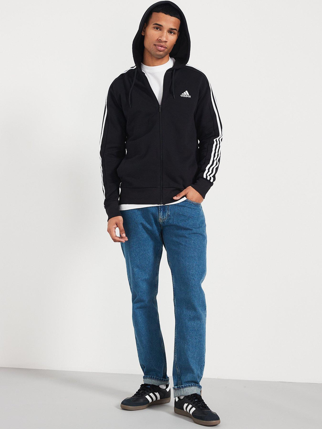 adidas-sportswear-mens-essentials-hooded-track-top-blackwhiteoutfit