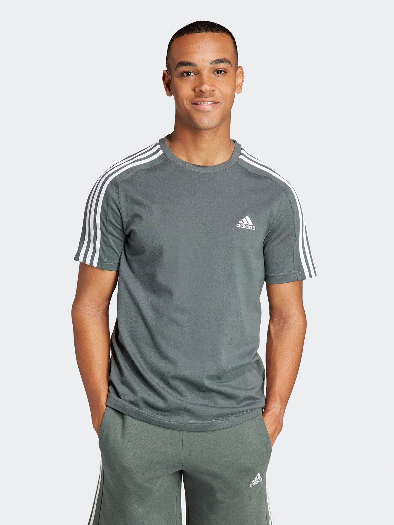 adidas Mens Essentials 3 Stripe Short Sleeve T Shirt Navy Very Ireland