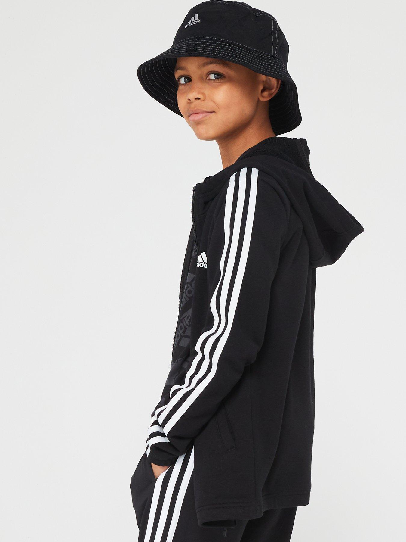 adidas-sportswear-junior-essentials-hooded-track-top-blackwhitestillFront