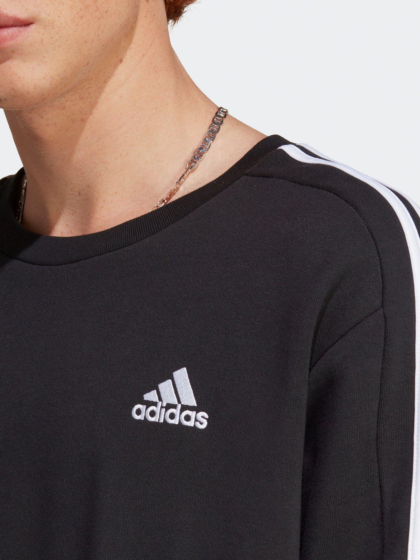 adidas-sportswear-mens-essentials-3-stripe-sweatshirt-blackoutfit