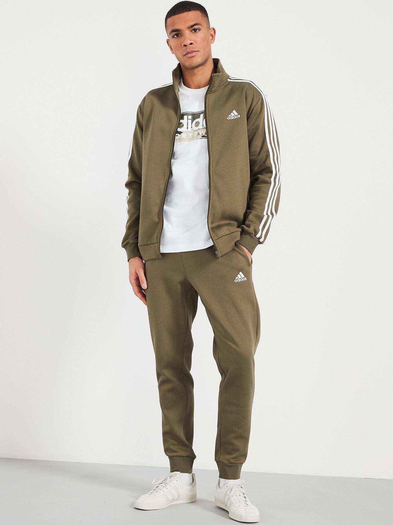 Adidas originals three stripe track jacket in khaki best sale