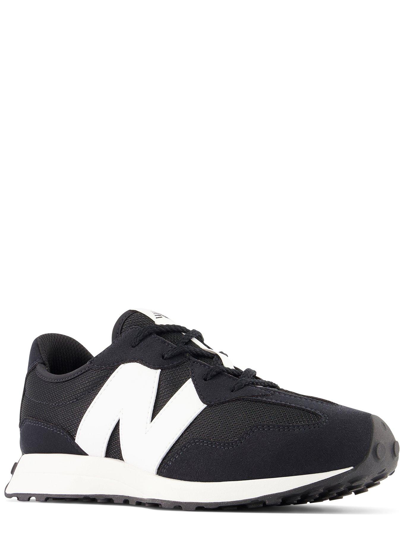 new-balance-junior-unisex-327-trainers-blackwhitestillFront