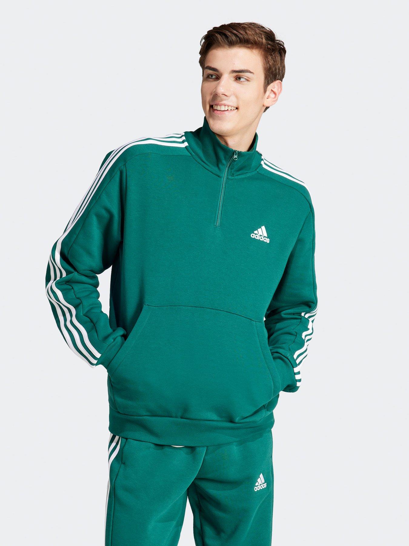 adidas-sportswear-mens-14-zip-3-stripe-sweatshirt-greenfront