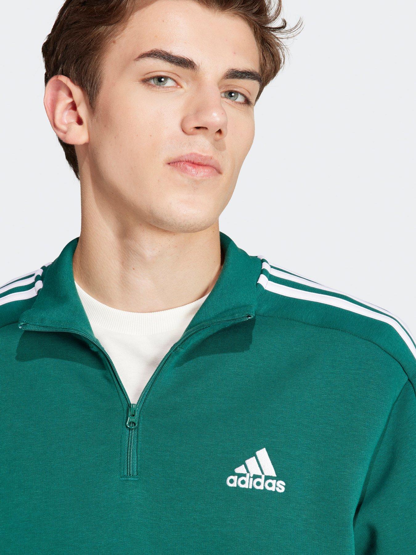 adidas-sportswear-mens-14-zip-3-stripe-sweatshirt-greenoutfit