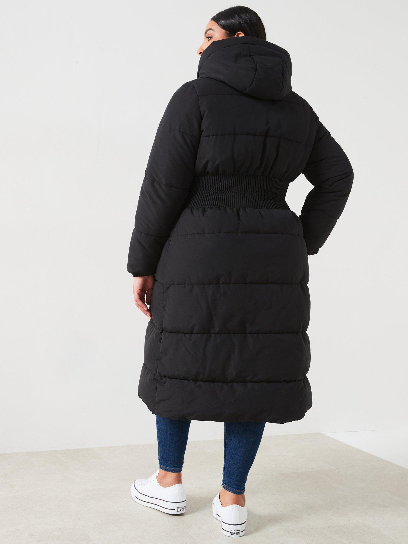 v-by-very-curve-hooded-cinched-waist-puffer-coat-blackstillFront