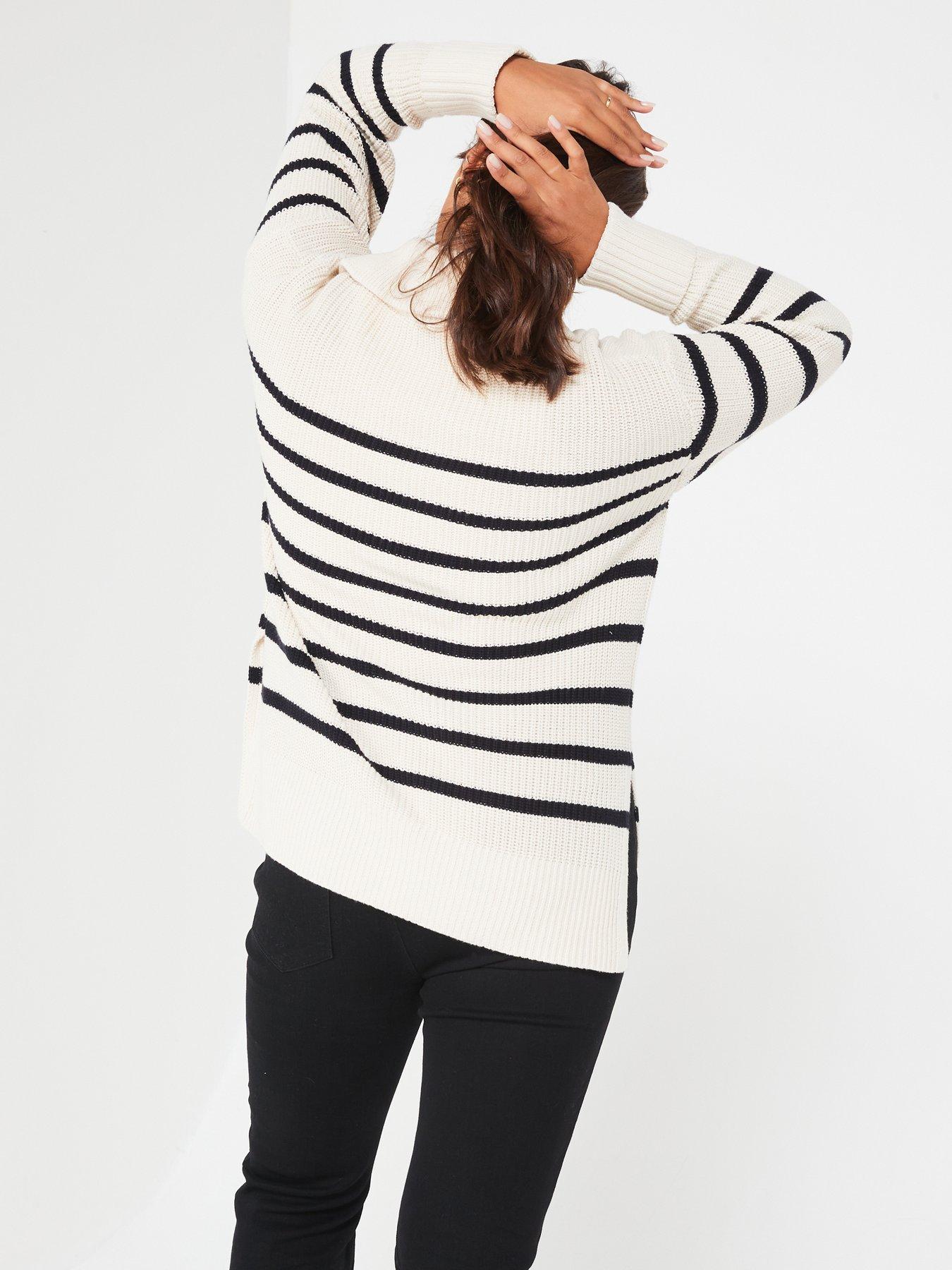 v-by-very-curve-zip-neck-stripe-jumper-creamstillFront