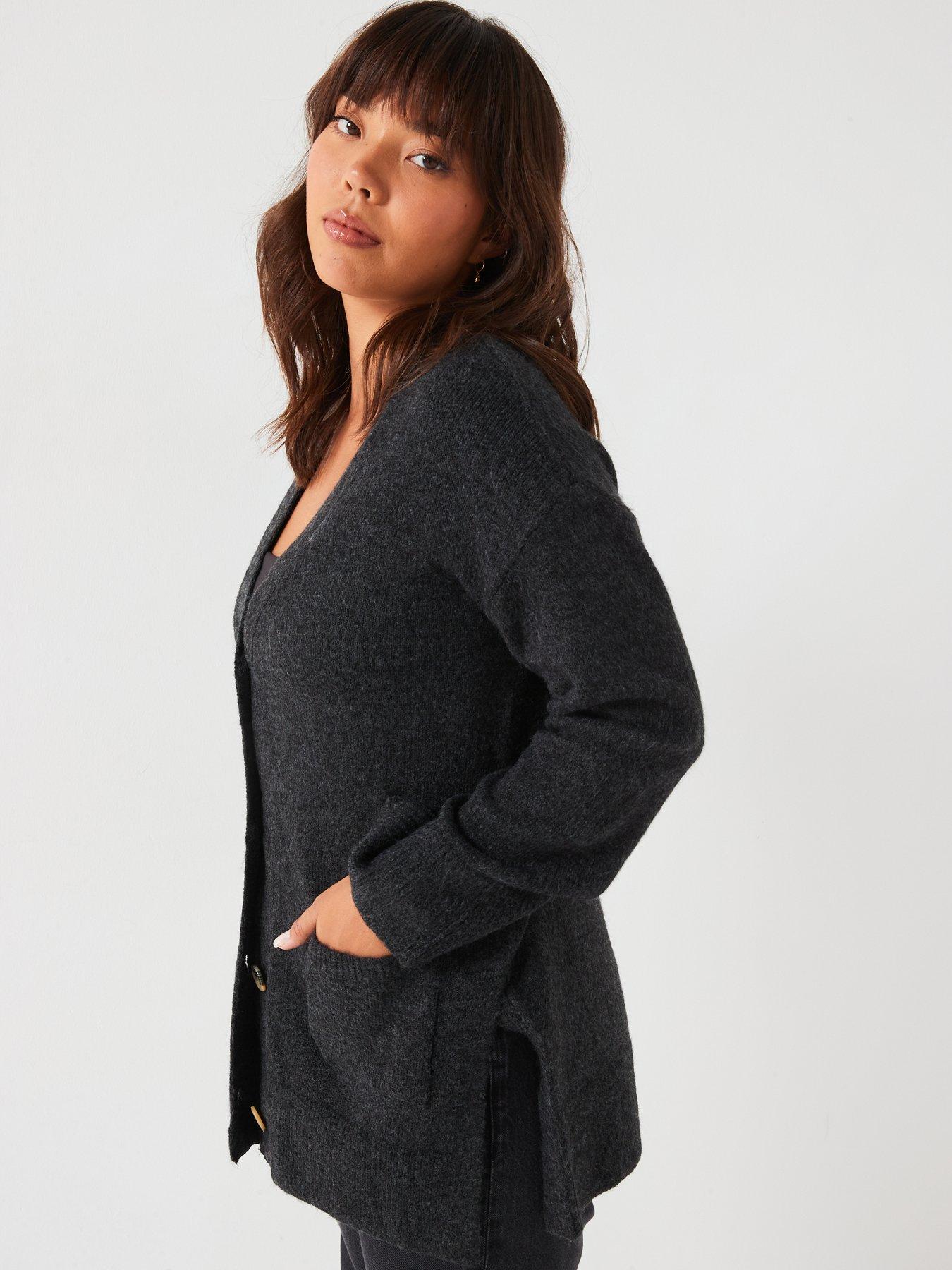 v-by-very-curve-button-through-split-hem-cardigan-blackdetail