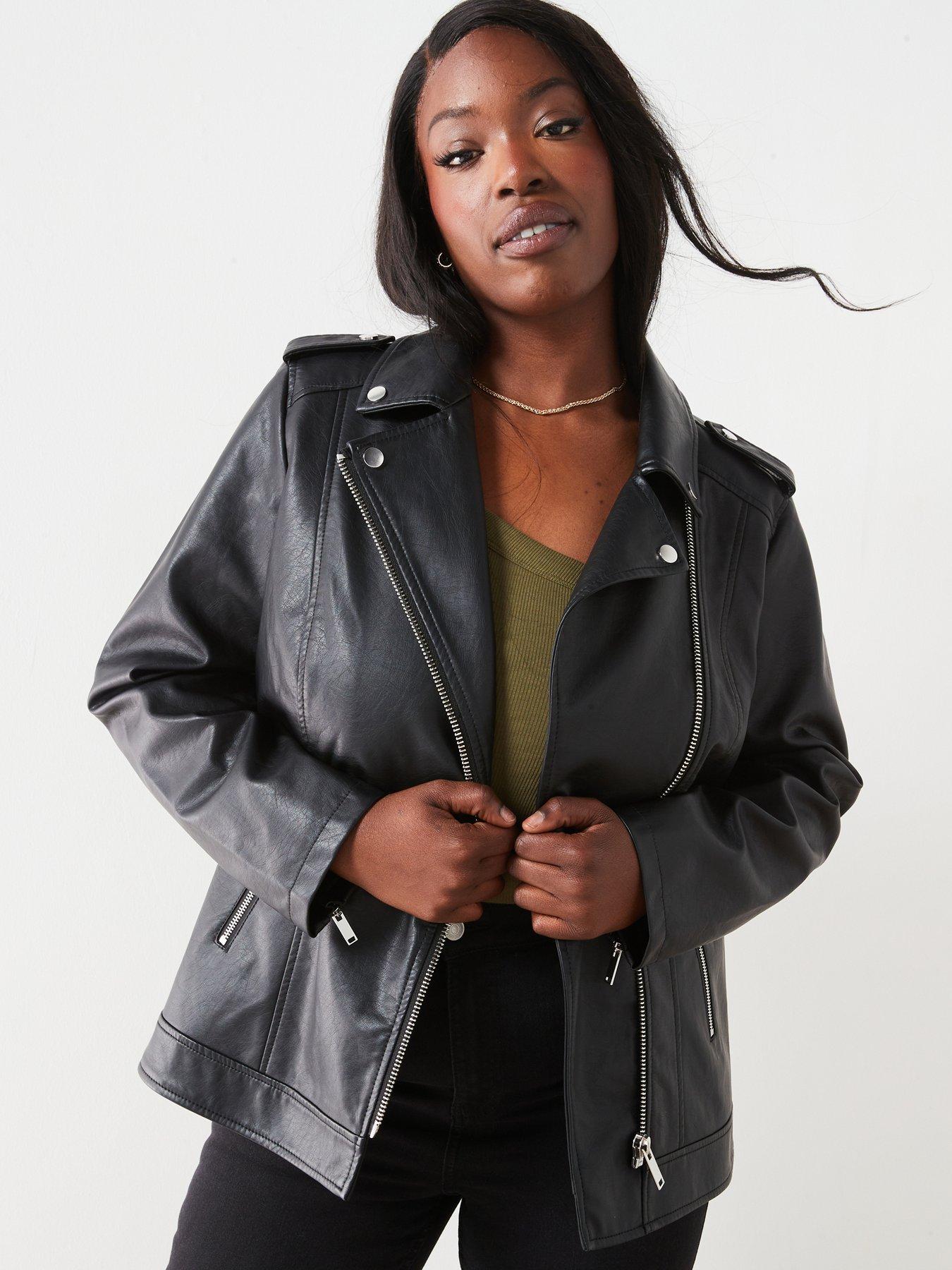 Fake leather moto jacket best sale