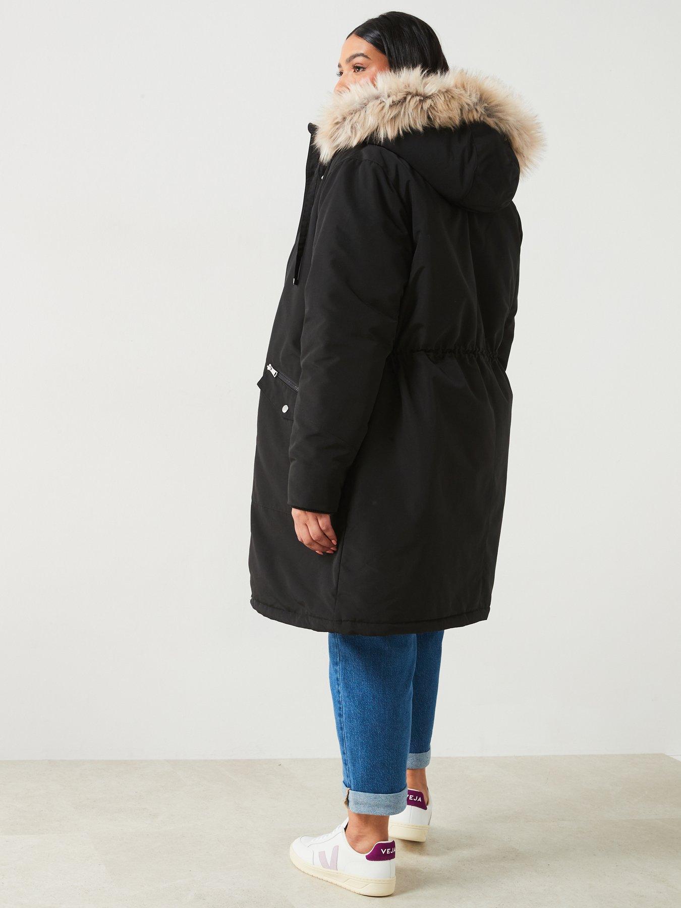 v-by-very-curve-faux-fur-trim-hooded-parka-blackstillFront