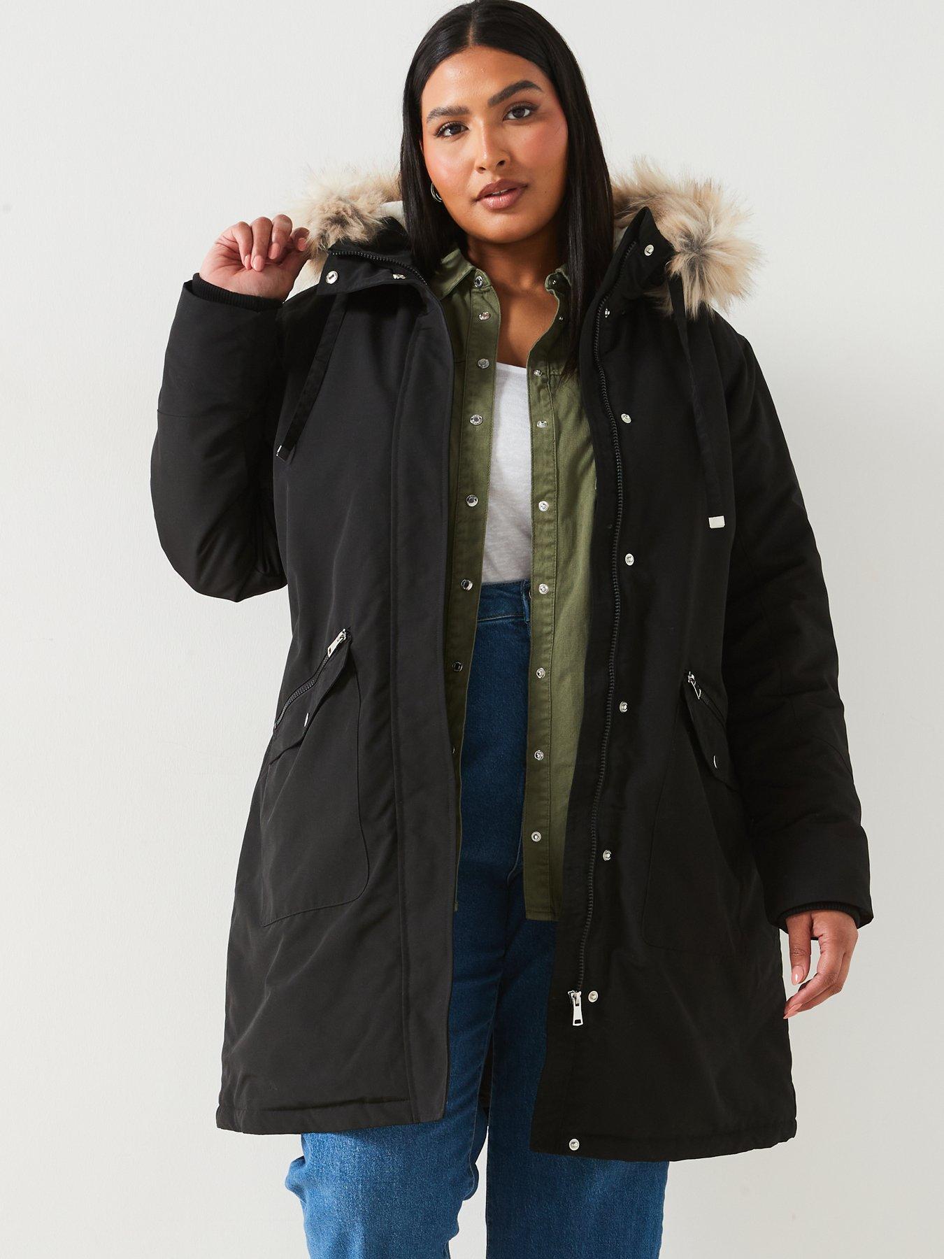 v-by-very-curve-faux-fur-trim-hooded-parka-blackdetail