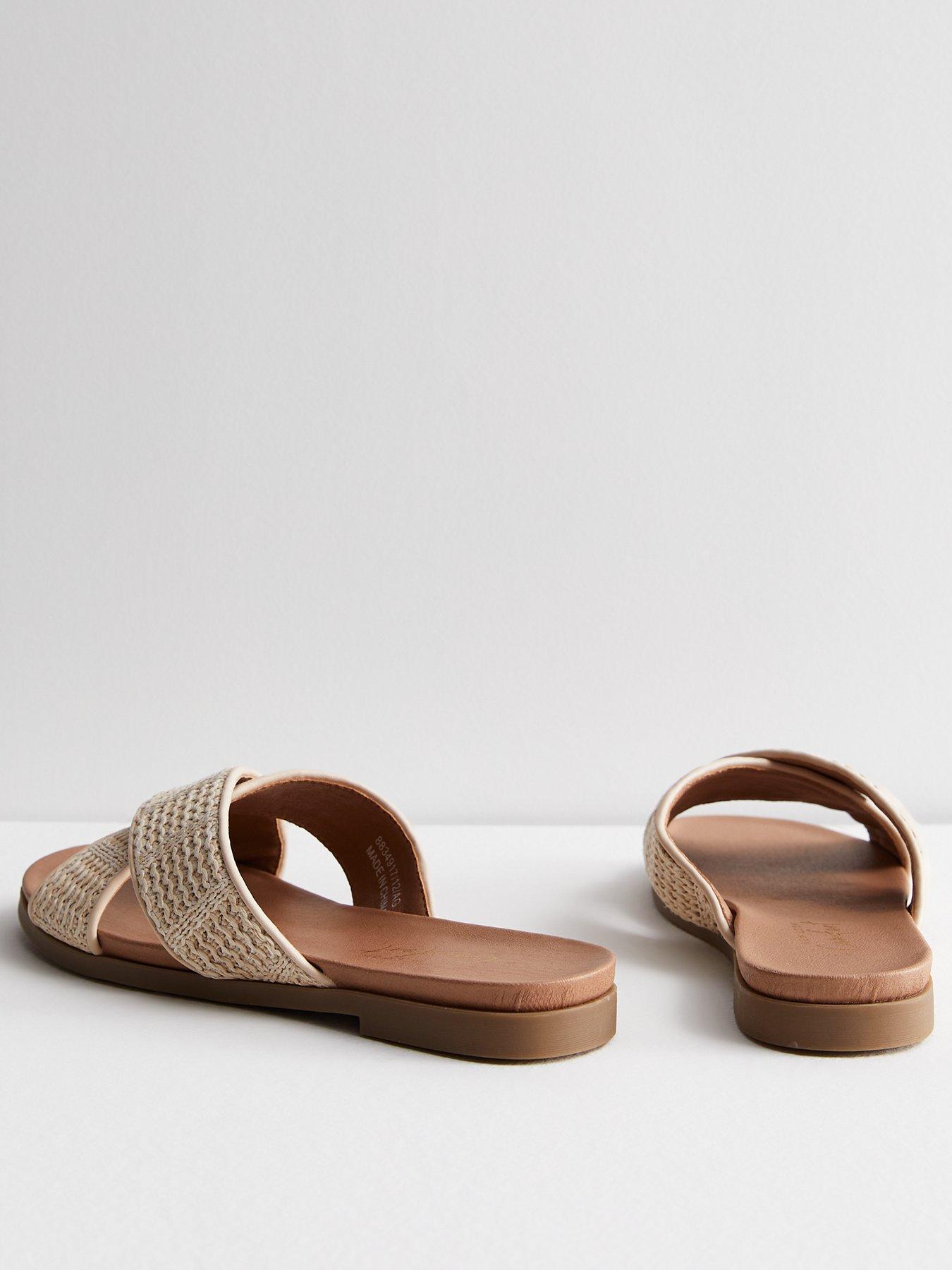 new-look-off-white-raffia-cross-strap-mule-sandalsback