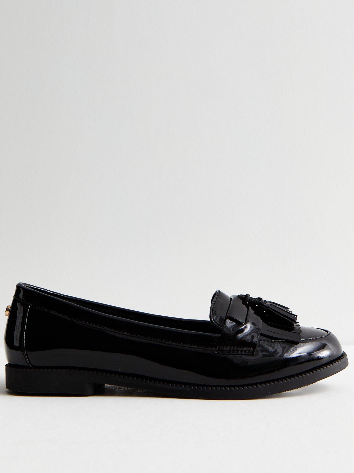New Look Black Patent Tassel Trim Loafers