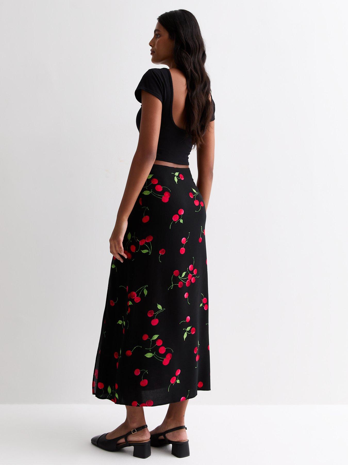 new-look-black-cherry-print-split-hem-midi-skirtstillFront