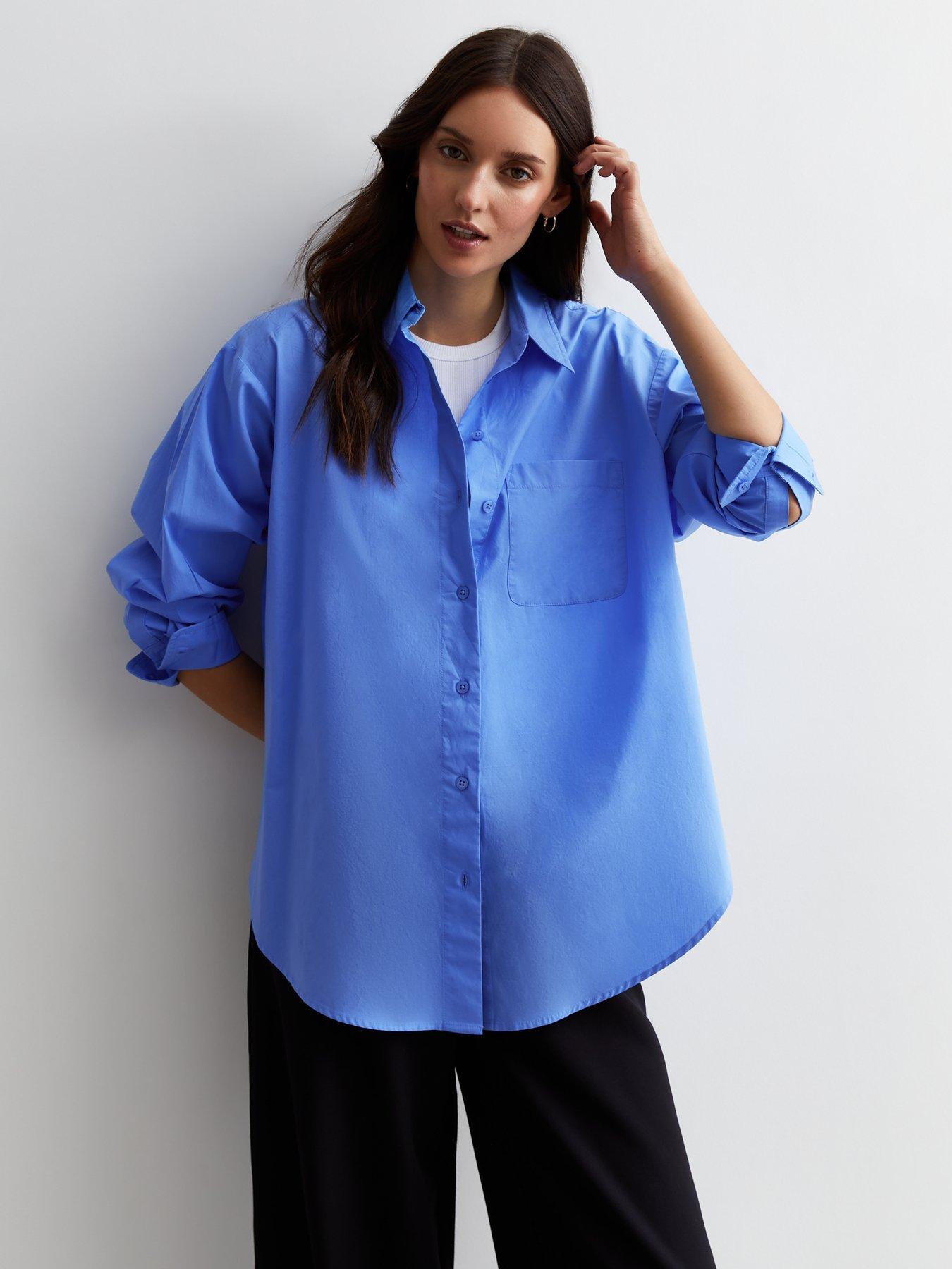 new-look-blue-poplin-cotton-shirt