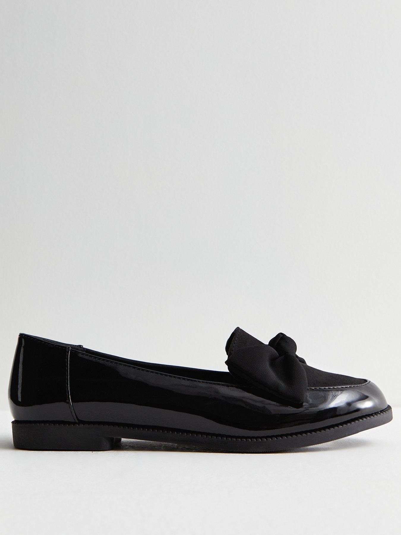 new-look-patent-suedette-bow-loafers-black