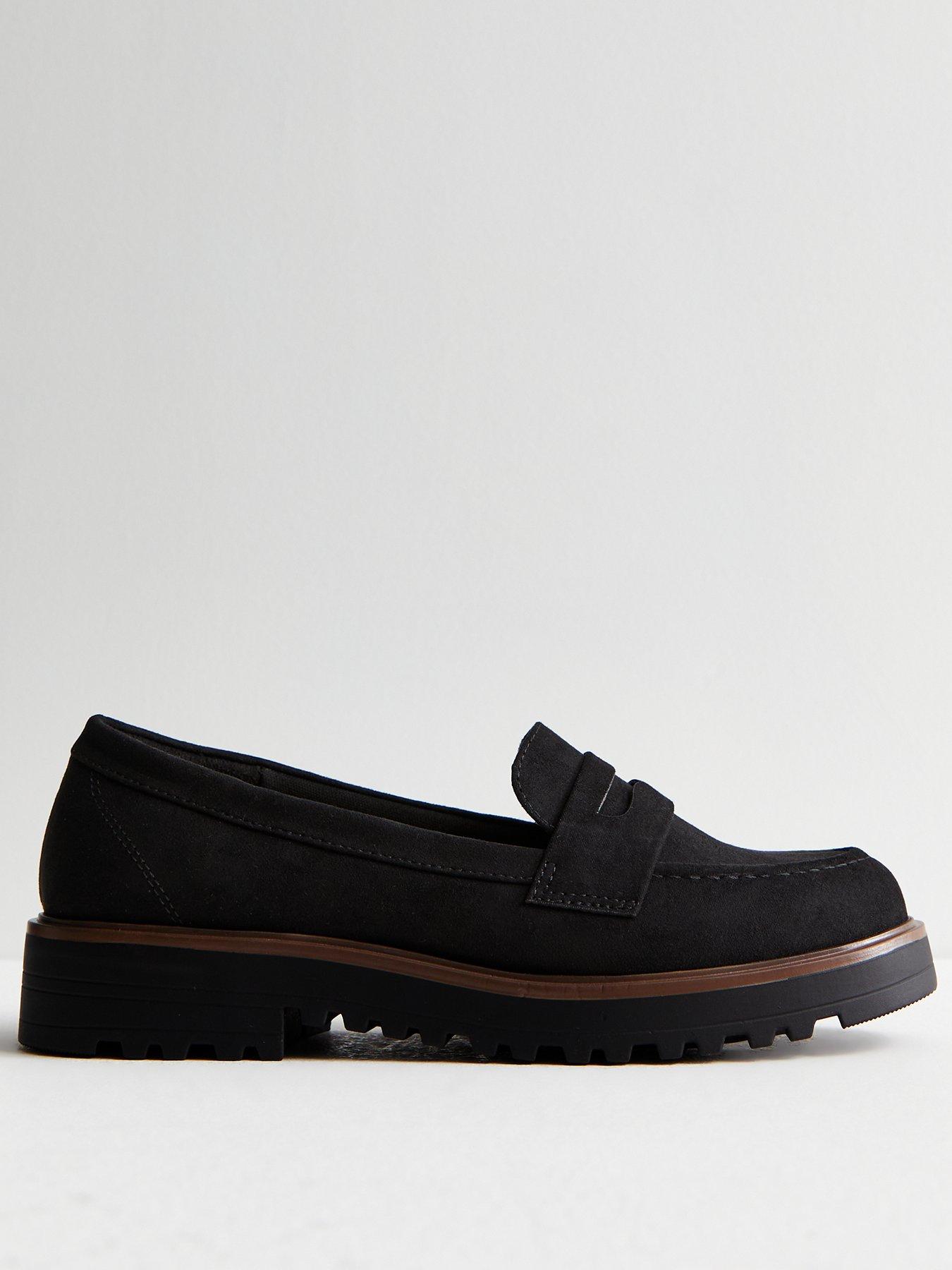 new-look-black-suedette-chunky-loafers