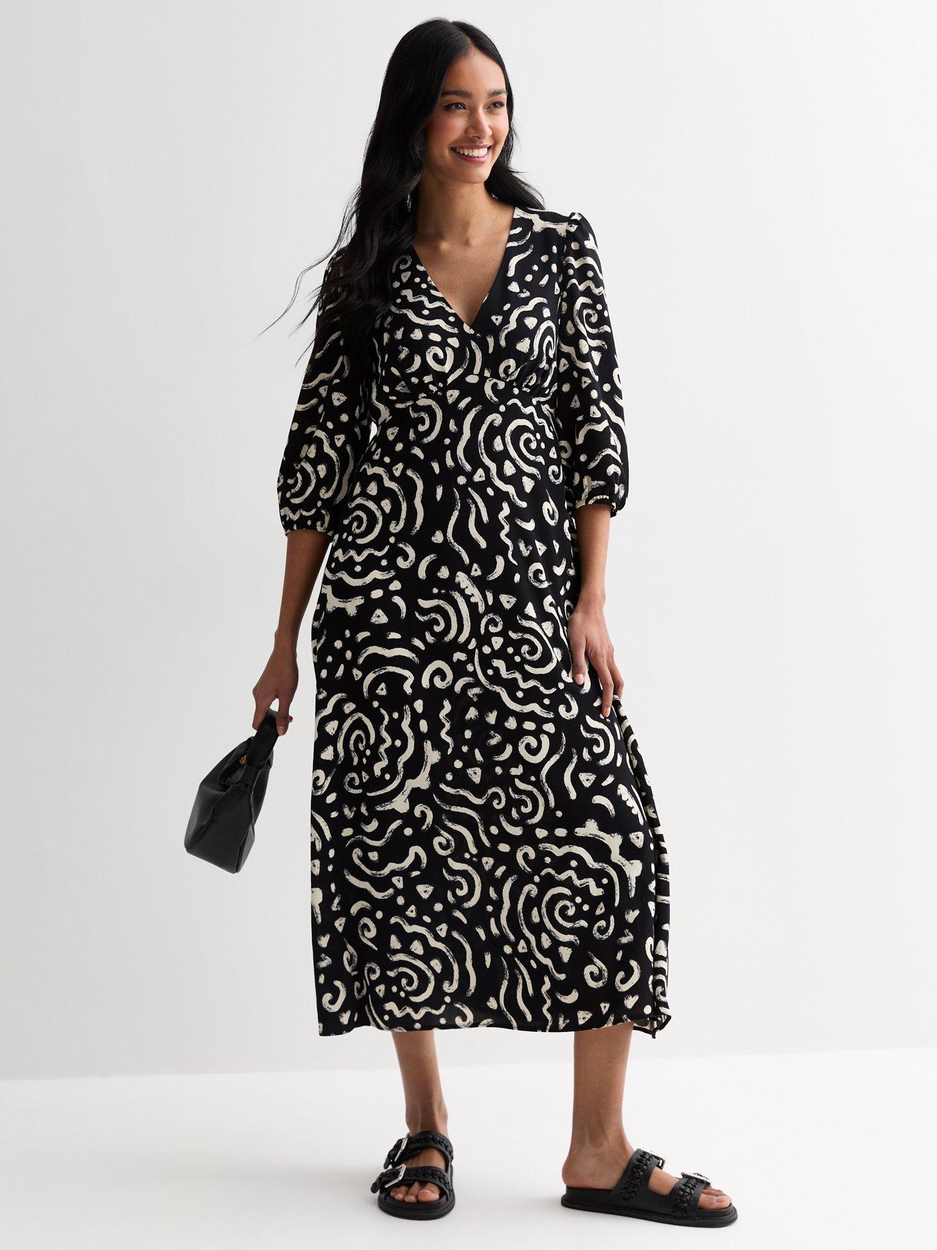 new-look-black-abstract-print-v-neck-midi-dressback