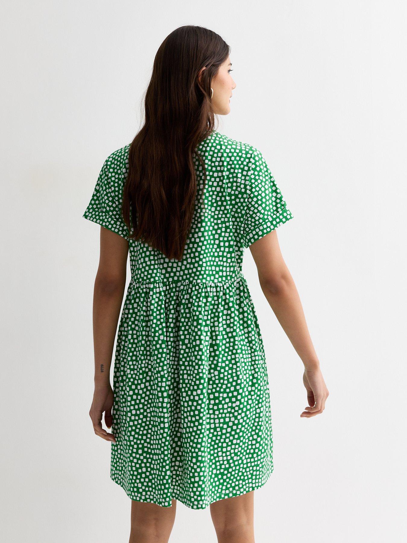 new-look-green-cotton-spot-print-mini-smock-dressstillFront