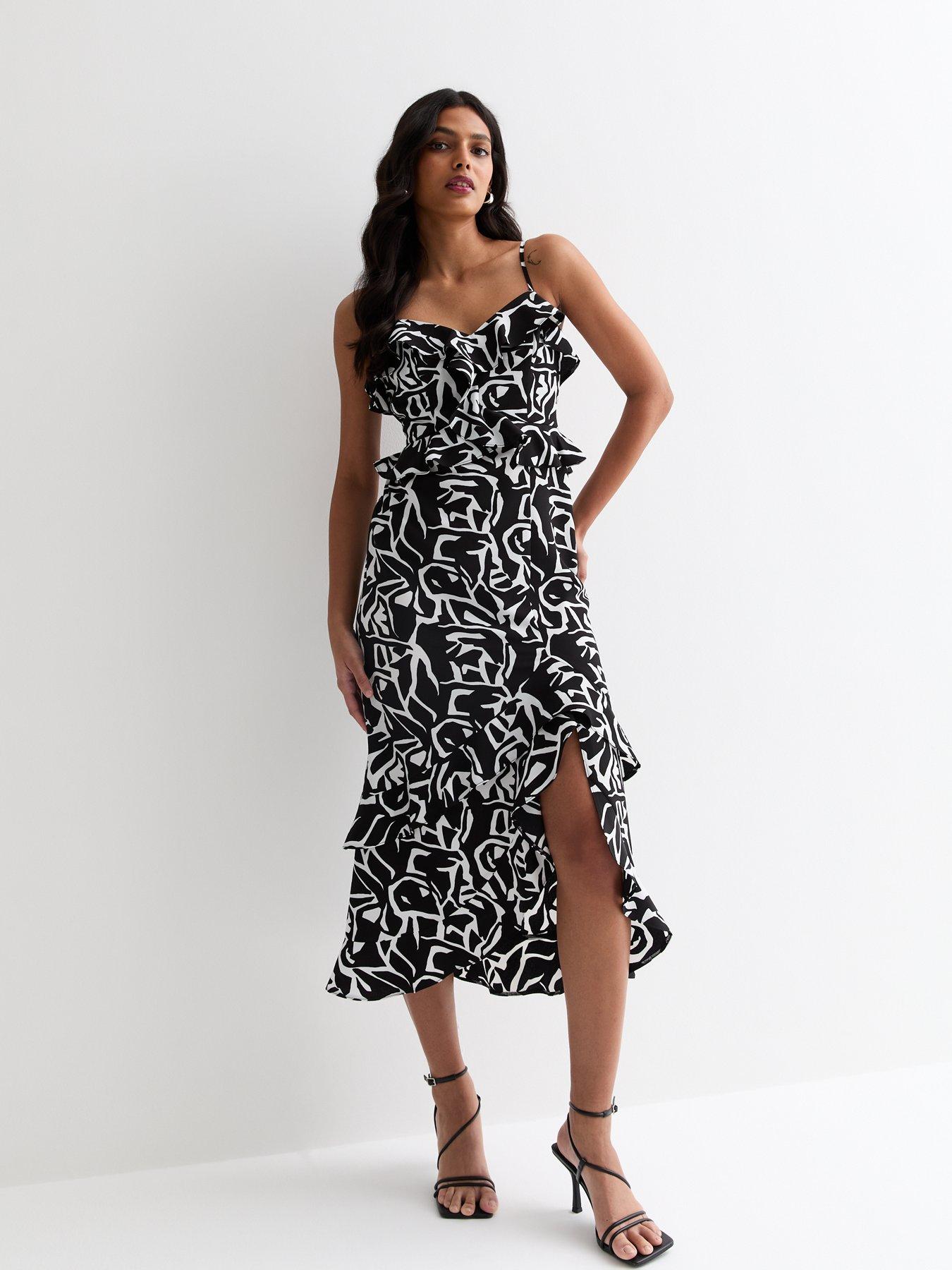 new-look-black-abstract-print-strappy-ruffle-midi-dress