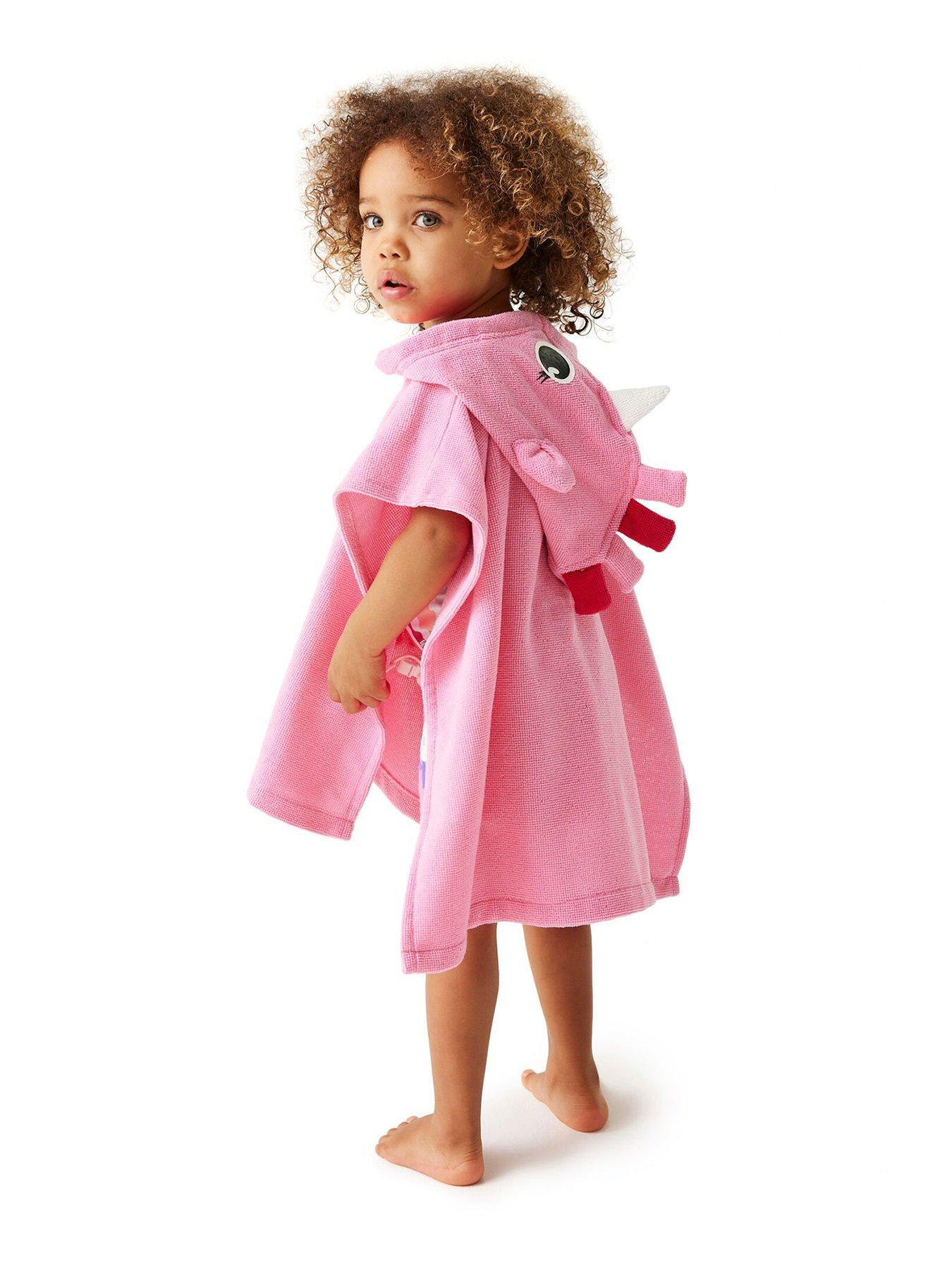 Kids Unisex Animal Towel Robe Pink